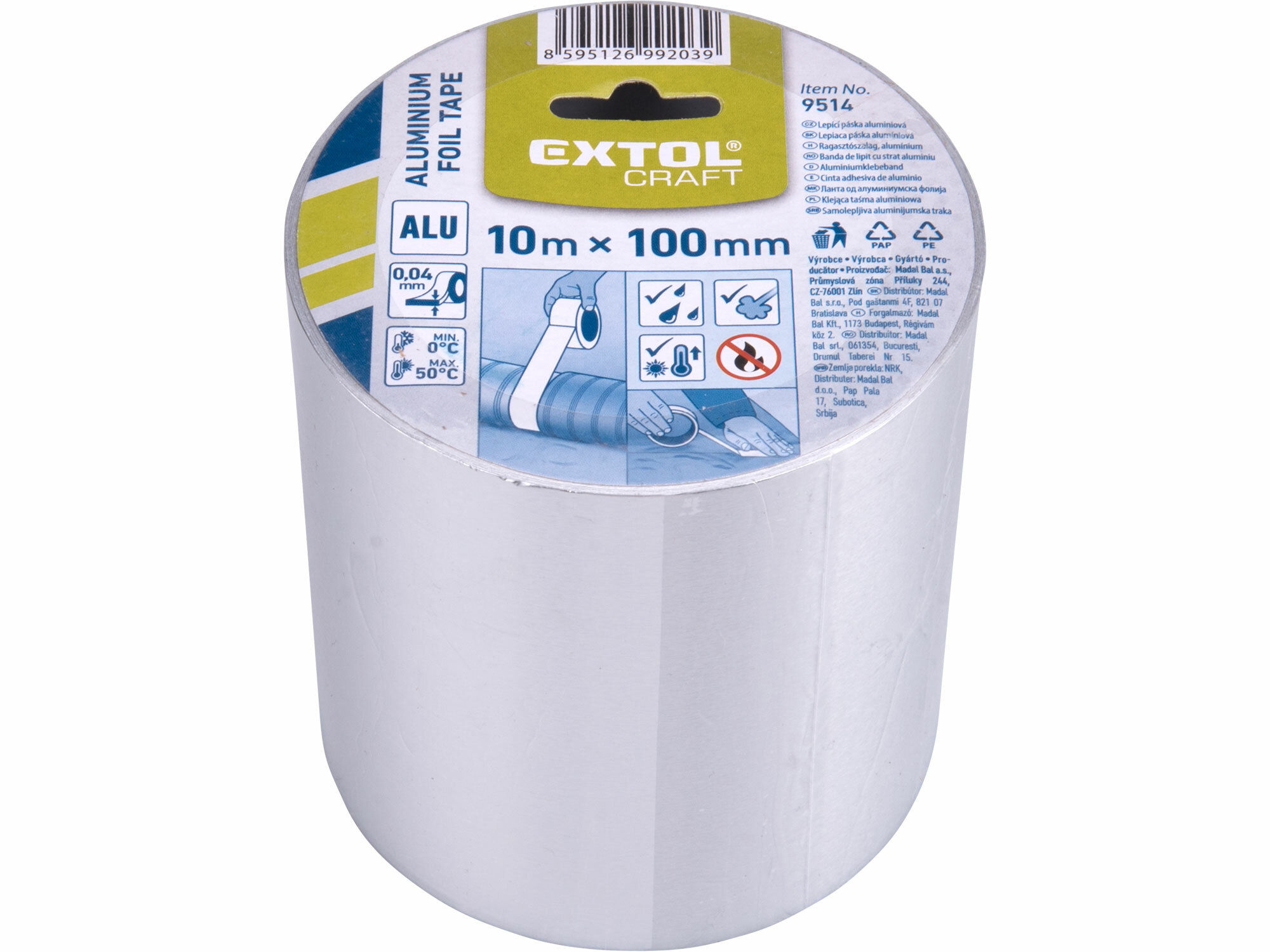 EXTOL CRAFT 9514 Páska lepiaca hliníková 100mm x 10m