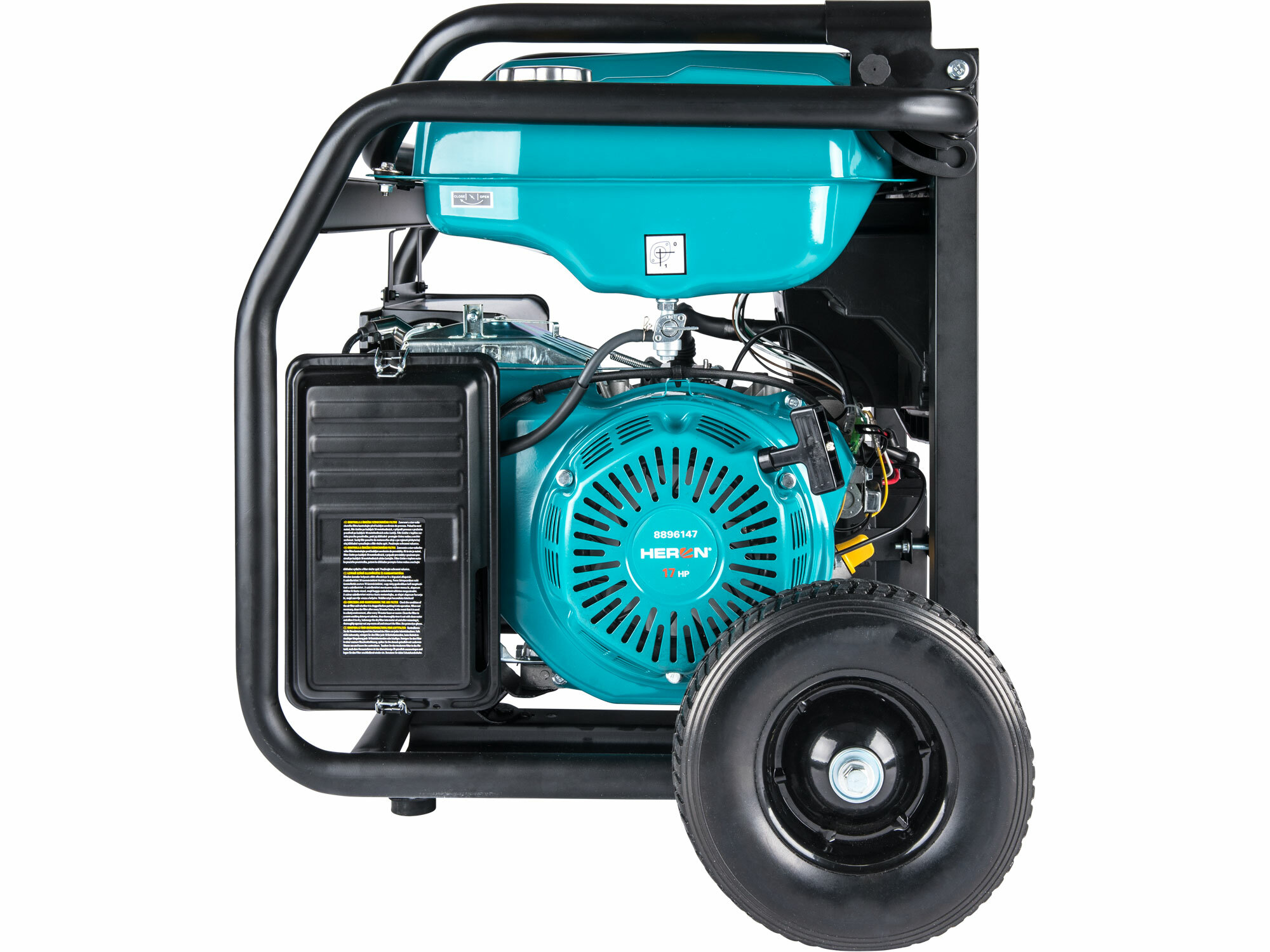 HERON 8896145 Elektrocentrála rámová benzínová 1F, 8,2kW, podvozok, elektrický štart