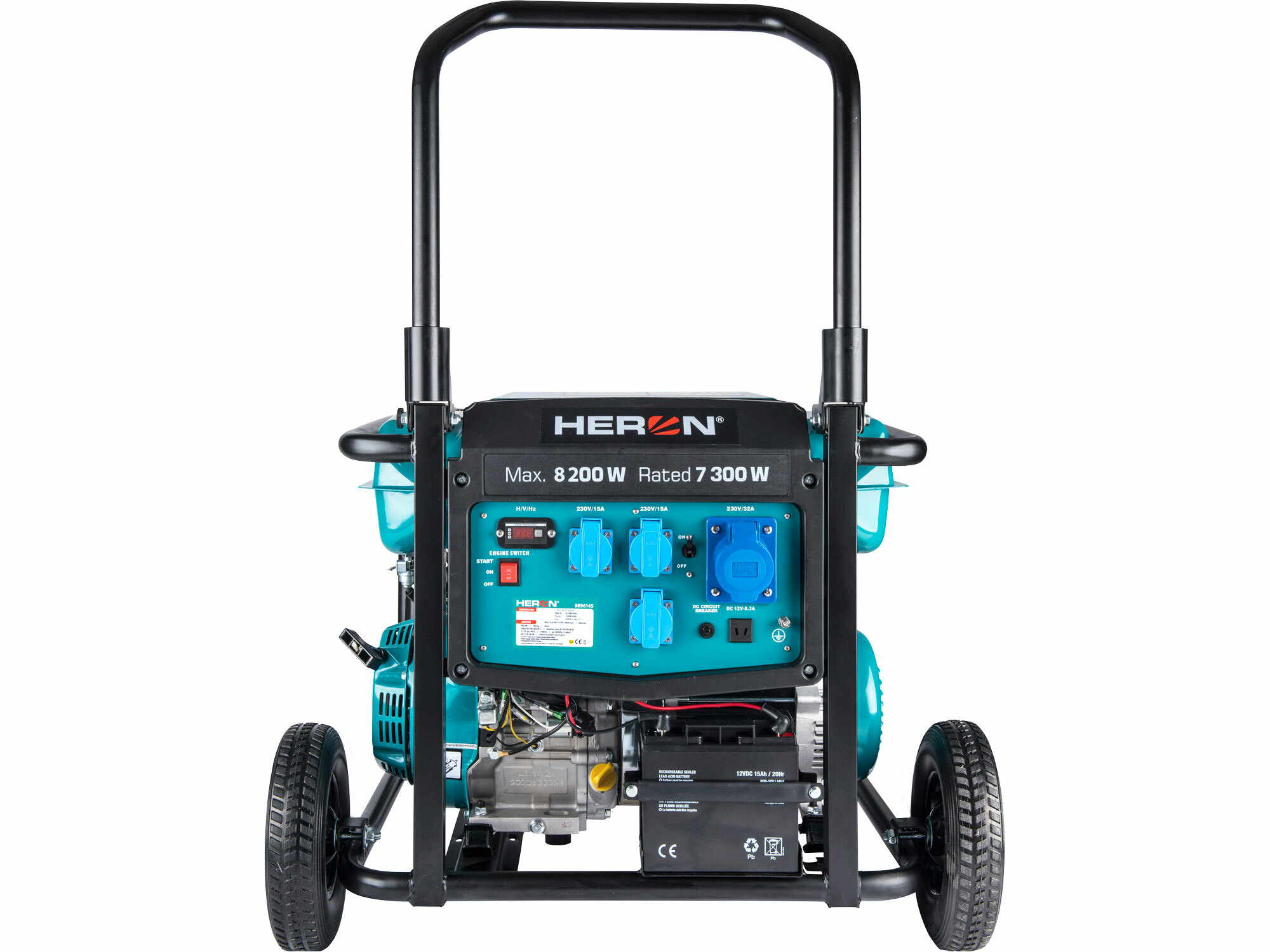 HERON 8896145 Elektrocentrála rámová benzínová 1F, 8,2kW, podvozok, elektrický štart
