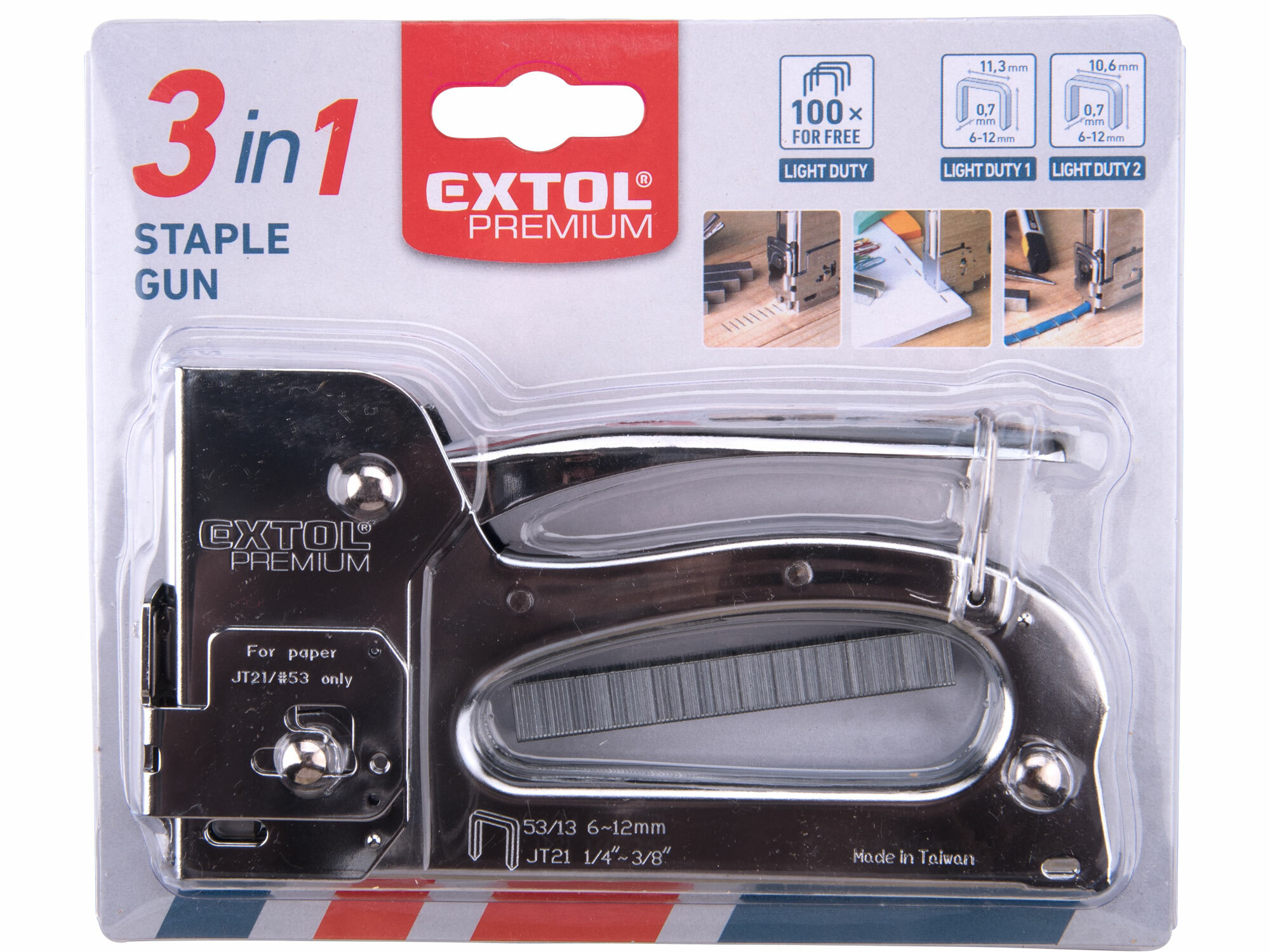 EXTOL PREMIUM 8851105 Pištoľ sponkovacia 3v1, spony 6-12mm