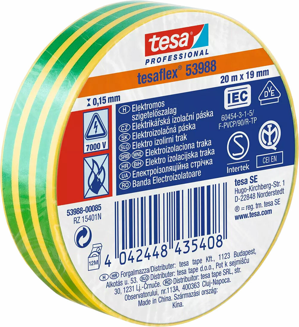 TESA 95399 Páska 53988 elektroizolačná žlto-zel. 19mm x 20m