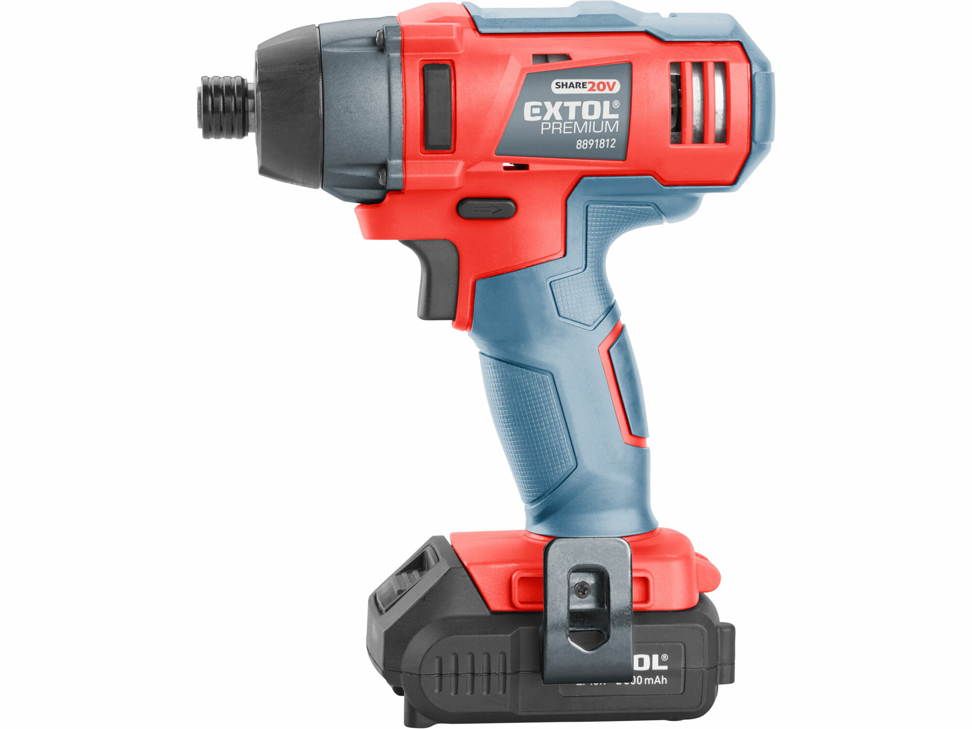 EXTOL PREMIUM 8891812 Uťahovač rázový aku Share20V, 1x 2Ah, 1/4" šesťhran na bity, 180Nm