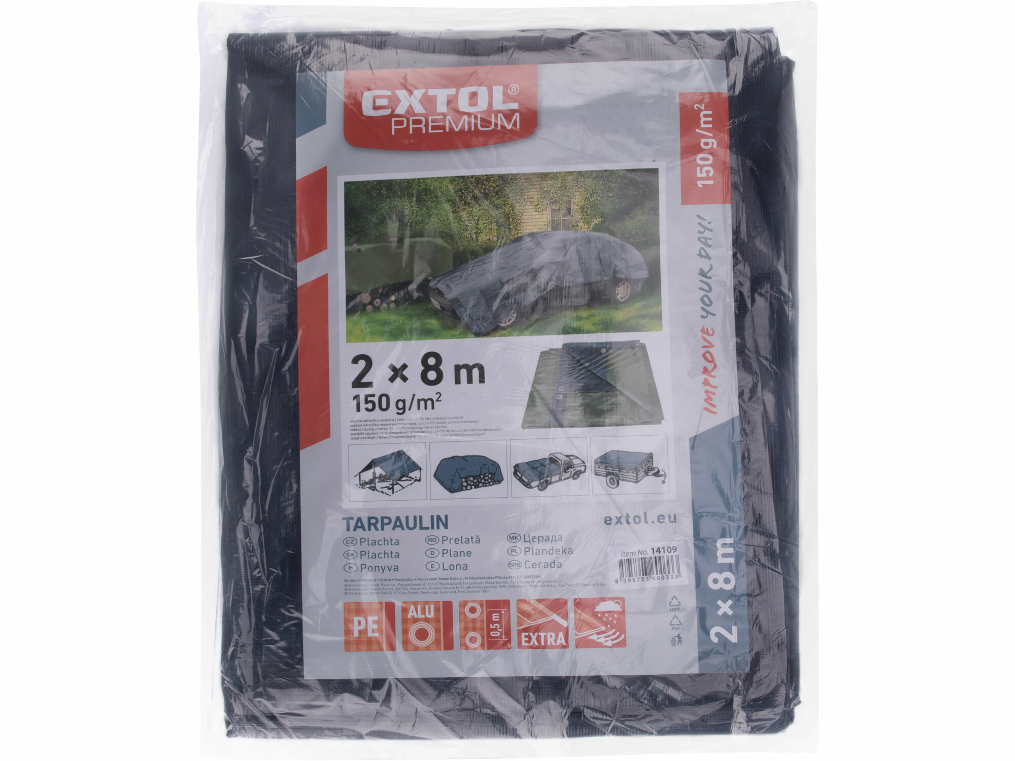 EXTOL PREMIUM 14109 Plachta zakrývacia PE 150g/m², 2x8m