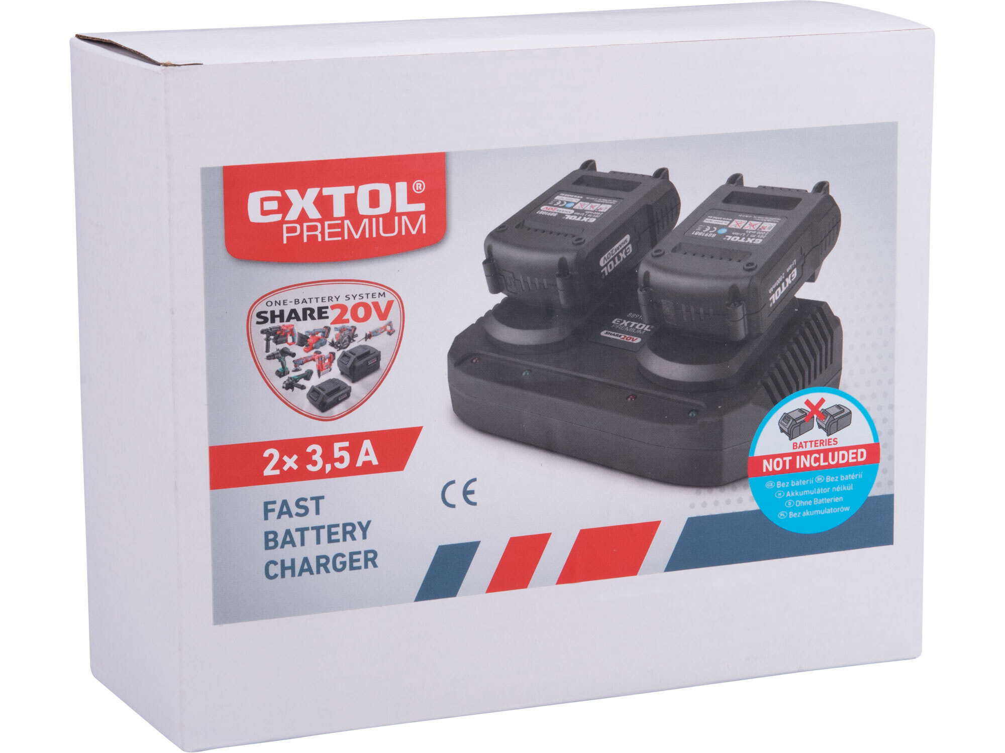 EXTOL PREMIUM 8891894 Nabíjačka akumulátorov Share20V, 2x3,5A