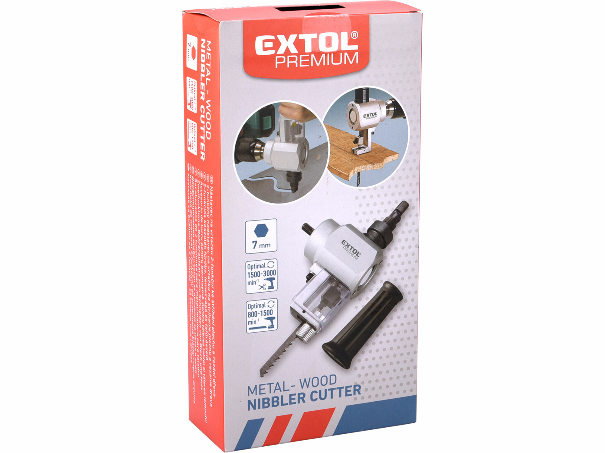 EXTOL PREMIUM 8813654 Nadstavec do vŕtačky 2v1, priamočiara píla, nožnice na plech