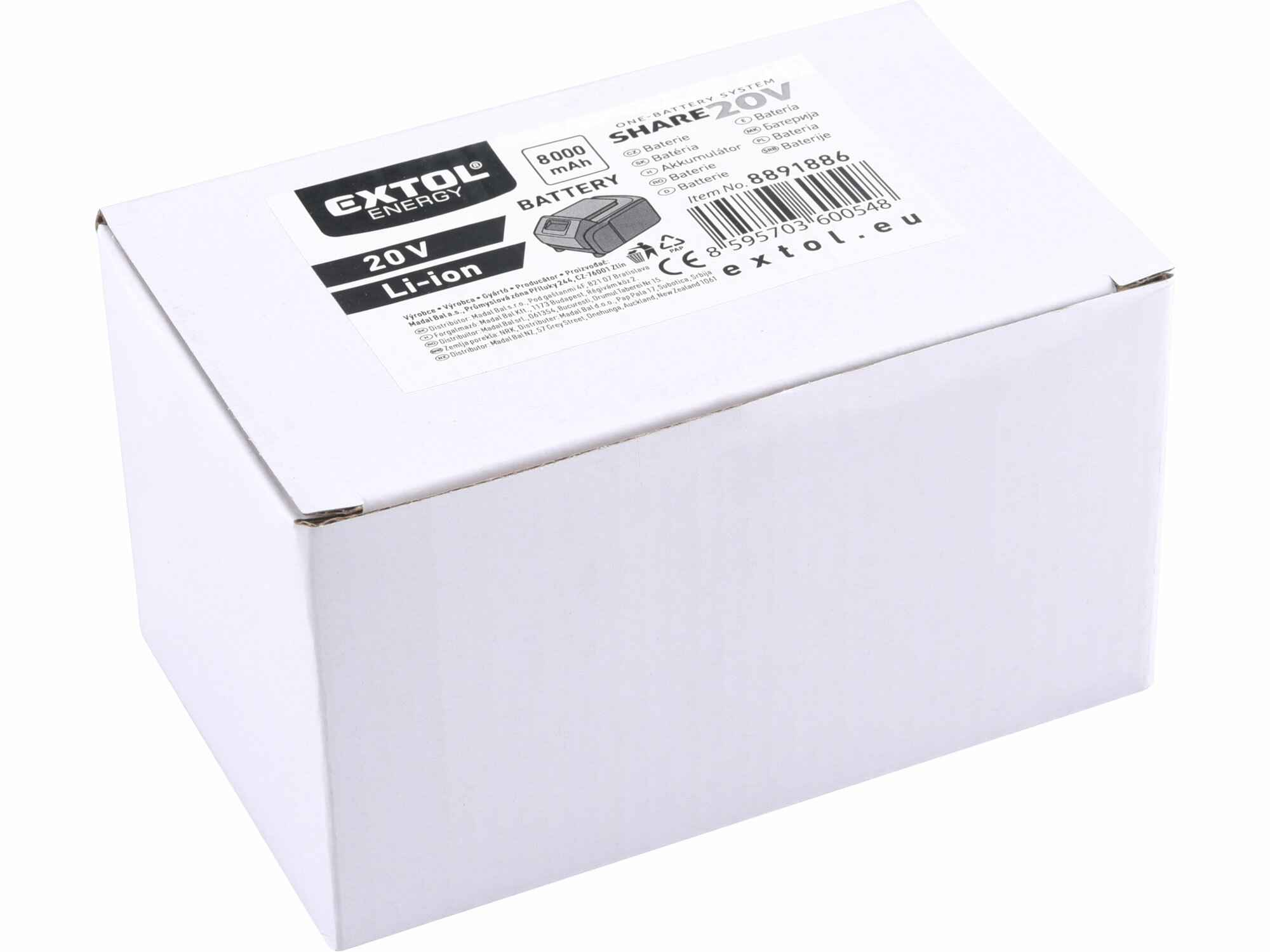 EXTOL PREMIUM 8891886 Akumulátor Share20V, 8Ah, Li-ion