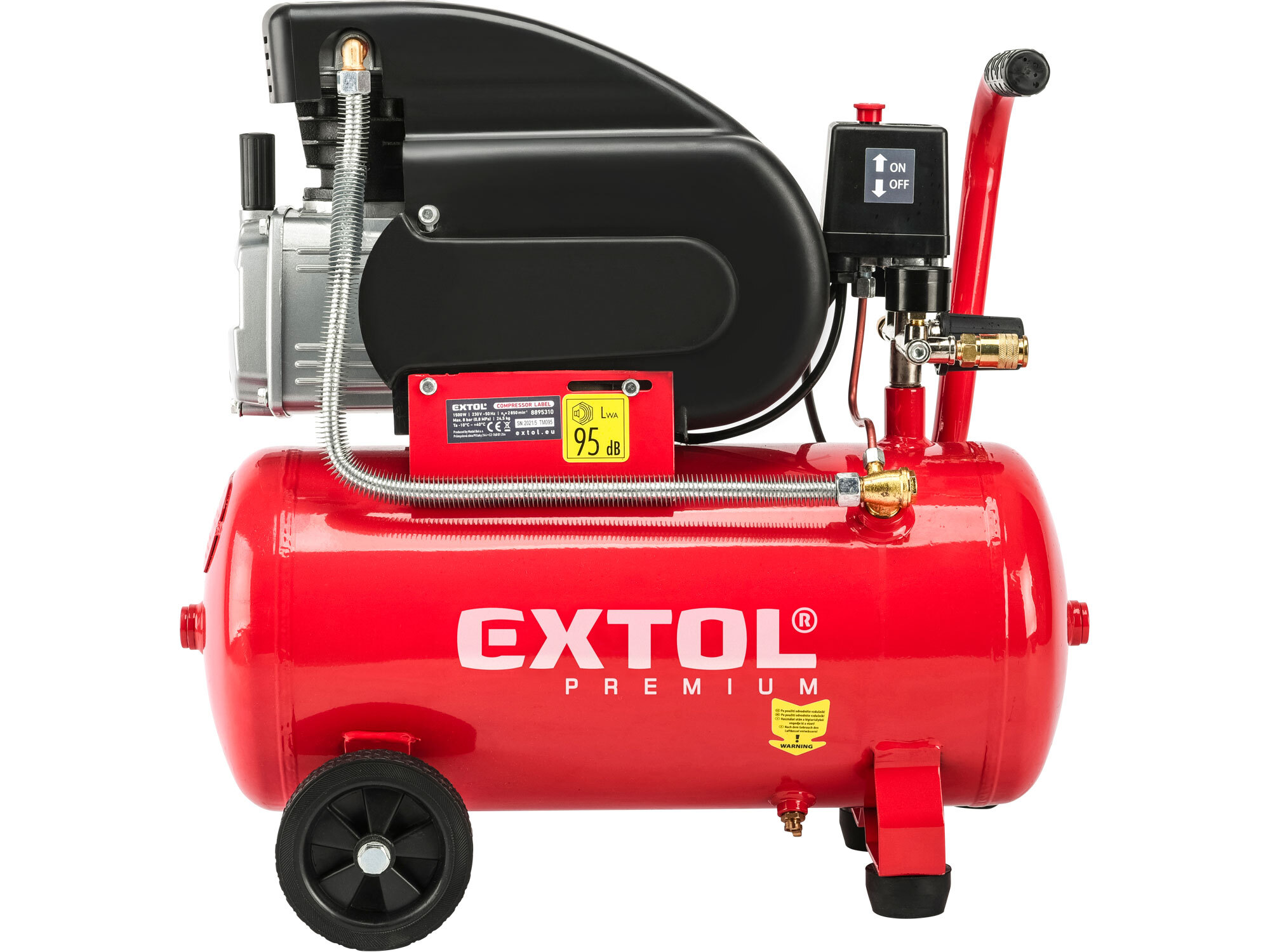 EXTOL PREMIUM 8895310 Kompresor olejový, príkon 1,5kW, nádoba 24l, max. 8bar