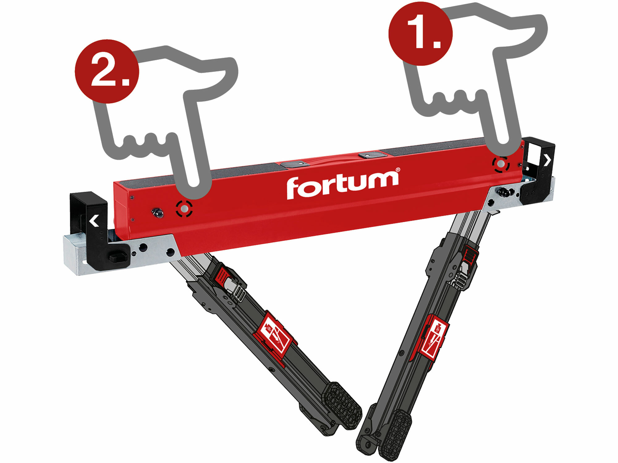 FORTUM 4759999 Podstavec pracovný skladací "koza", kovový, 590kg, nastaviteľná výška 61,5-82cm
