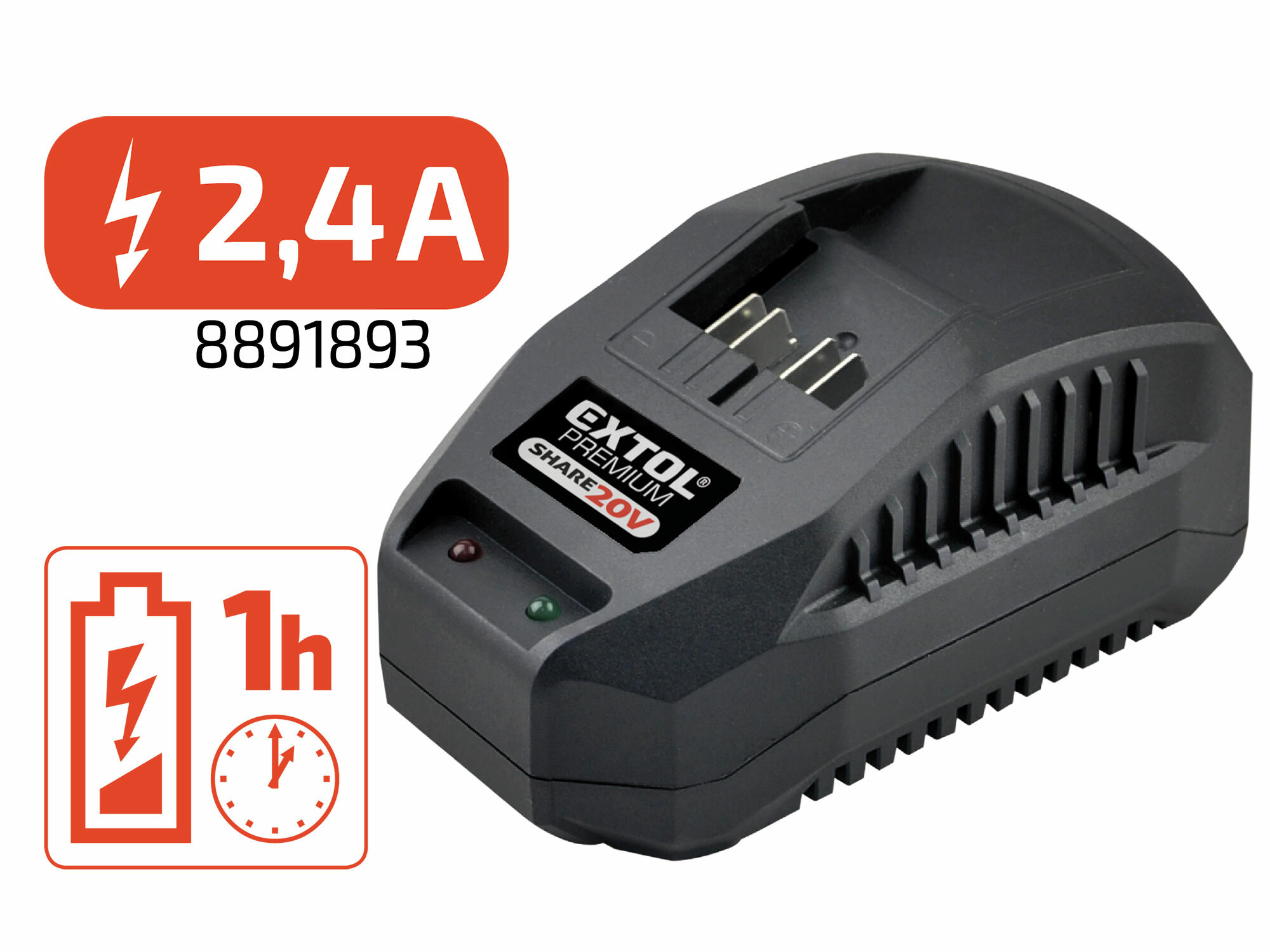 EXTOL PREMIUM 8891866 Pištoľ teplovzdušná aku Share20V, 1x2Ah, 550°C