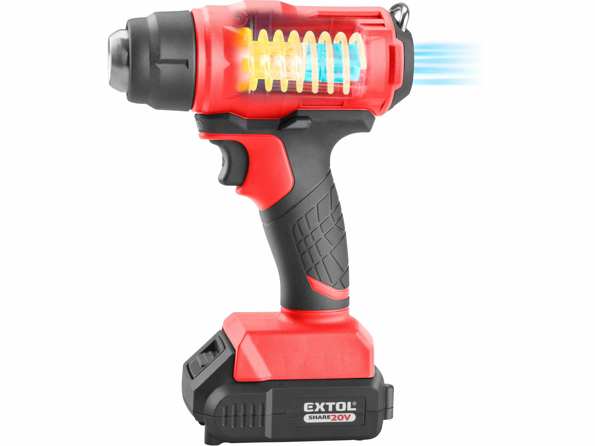 EXTOL PREMIUM 8891866 Pištoľ teplovzdušná aku Share20V, 1x2Ah, 550°C