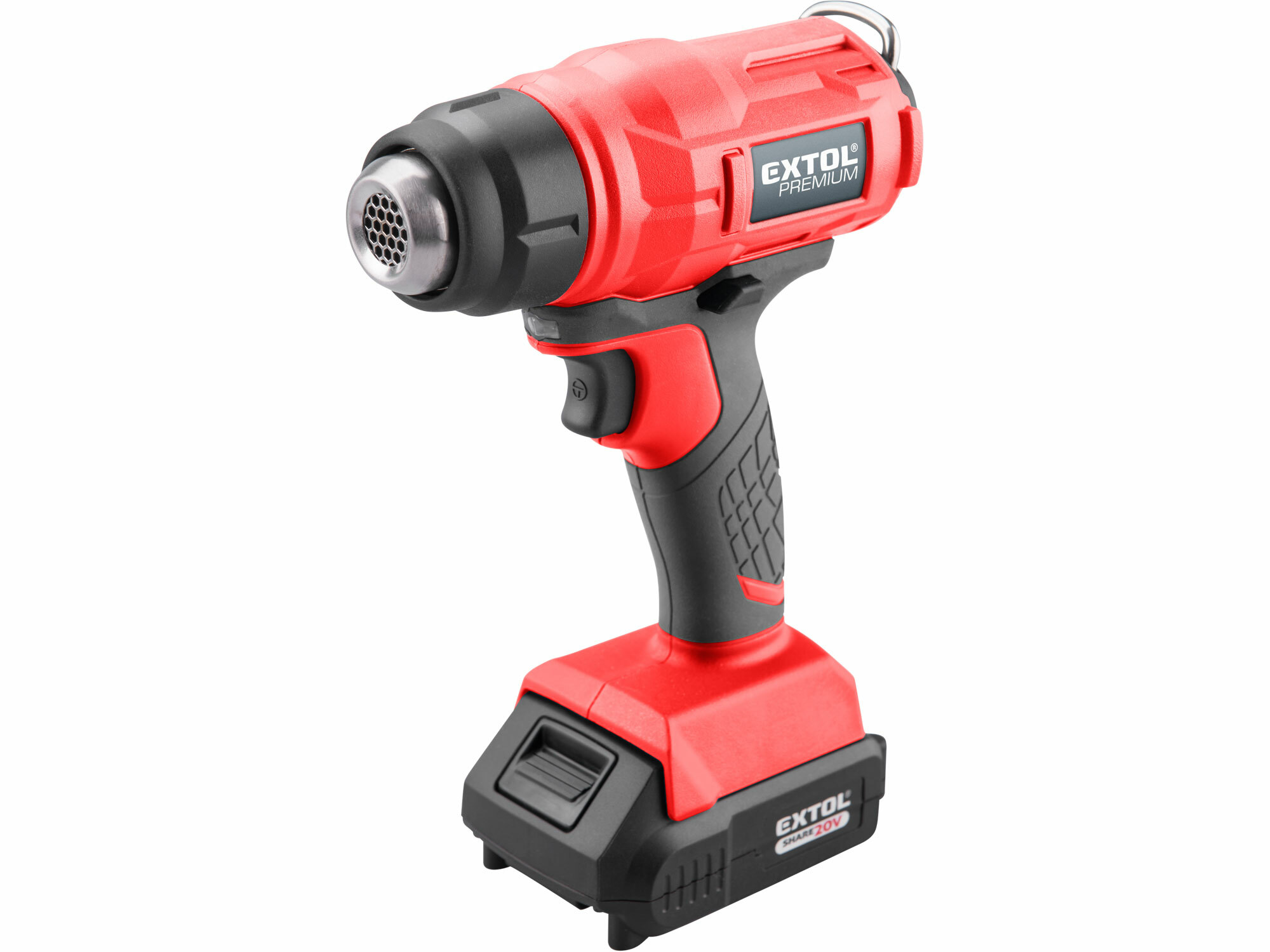 EXTOL PREMIUM 8891866 Pištoľ teplovzdušná aku Share20V, 1x2Ah, 550°C