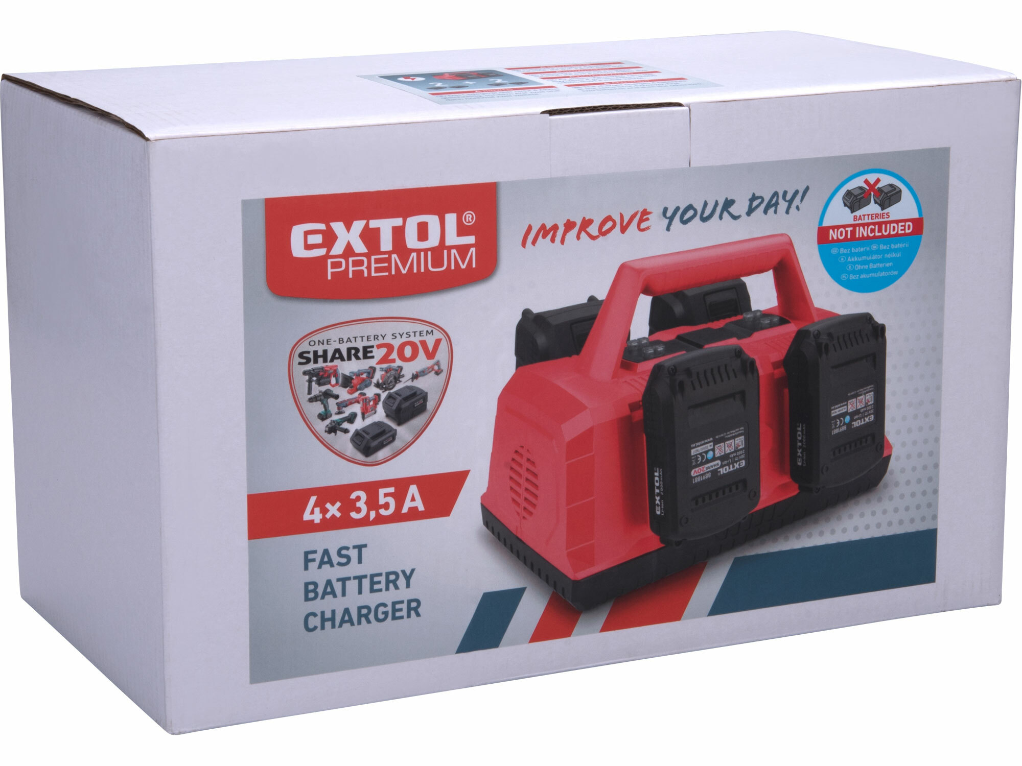 EXTOL PREMIUM 8891895 Nabíjačka akumulátorov Share20V, 4x3,5A