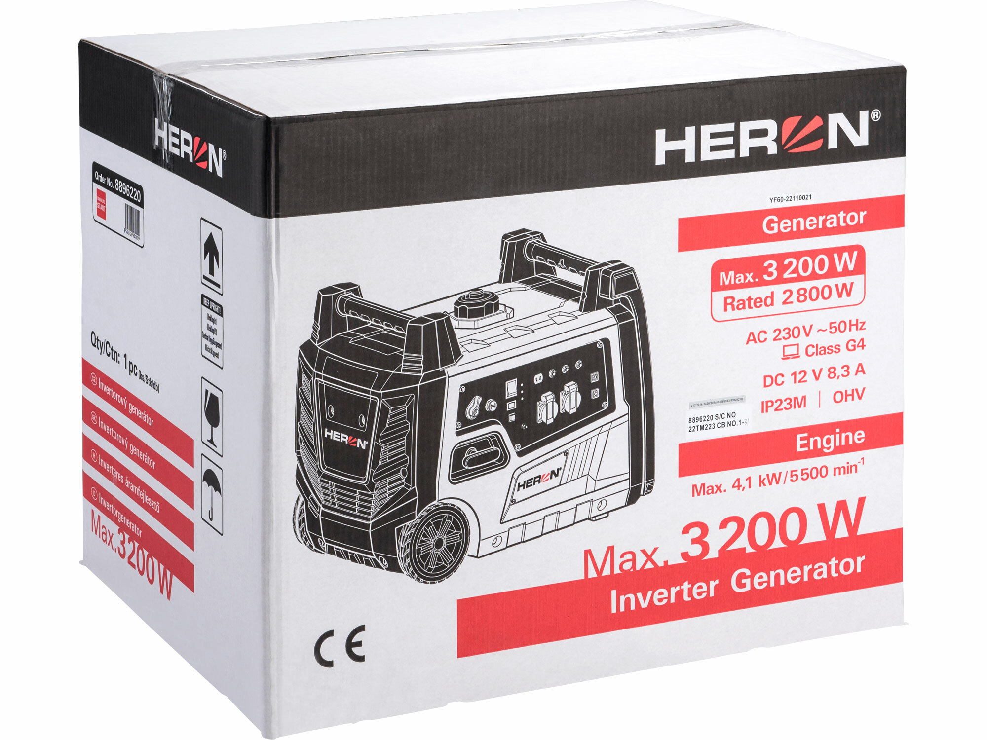 HERON 8896222 Elektrocentrála invertorová tichá 1F, 3,2kW, s diaľkovým ovládaním