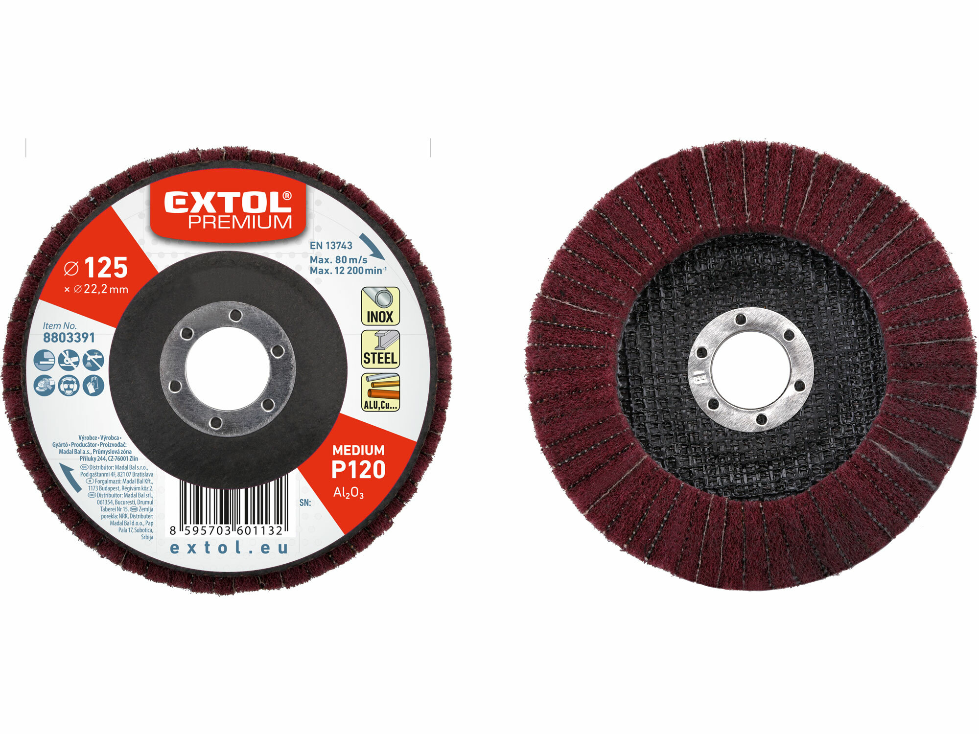 EXTOL PREMIUM 8803391 Kotúč lamelový priamy, Ø125mm, P120