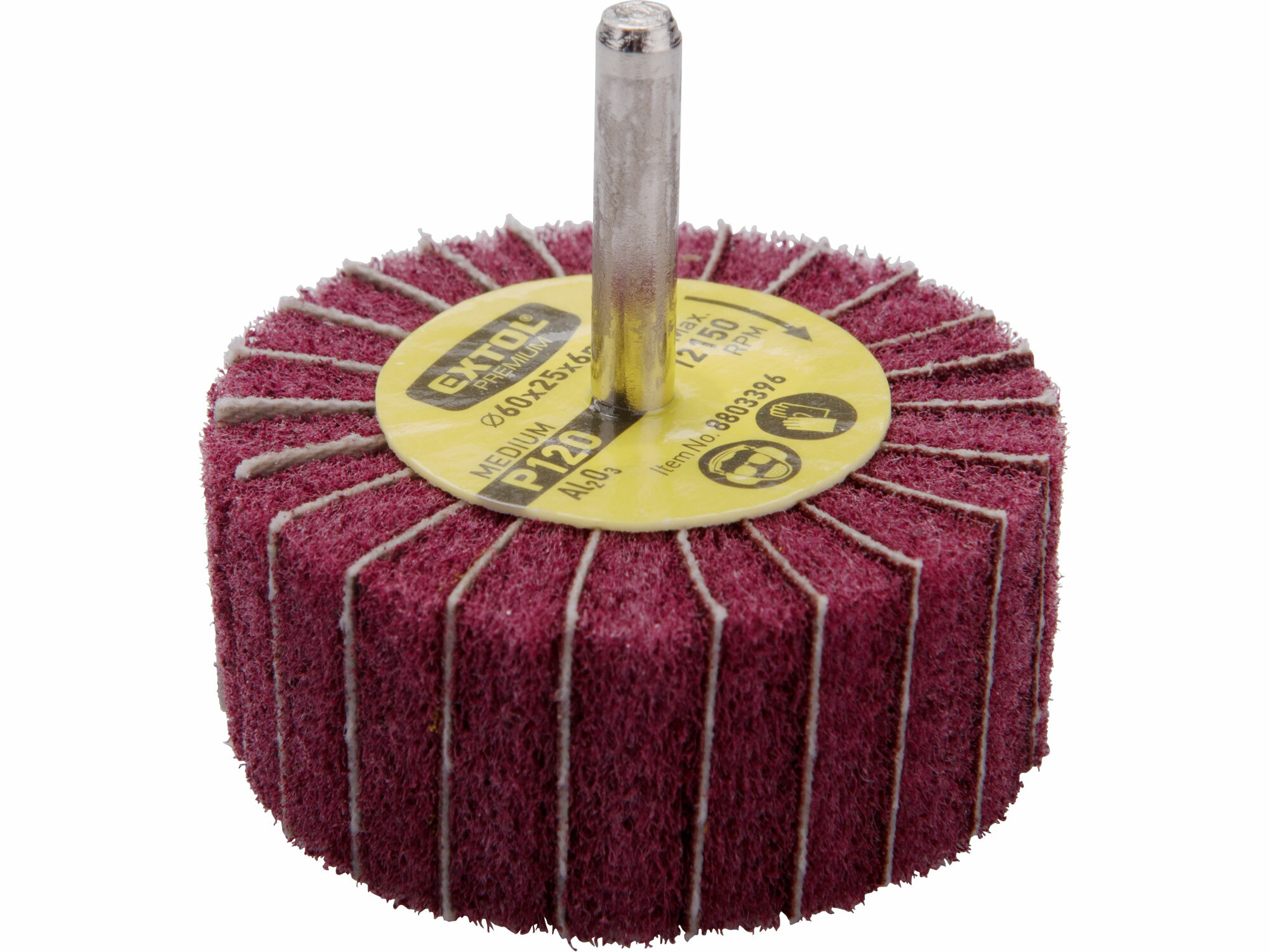 EXTOL PREMIUM 8803396 Kotúč brúsny lamelový do vŕtačky, Ø60x25mm, P120, stopka 6mm