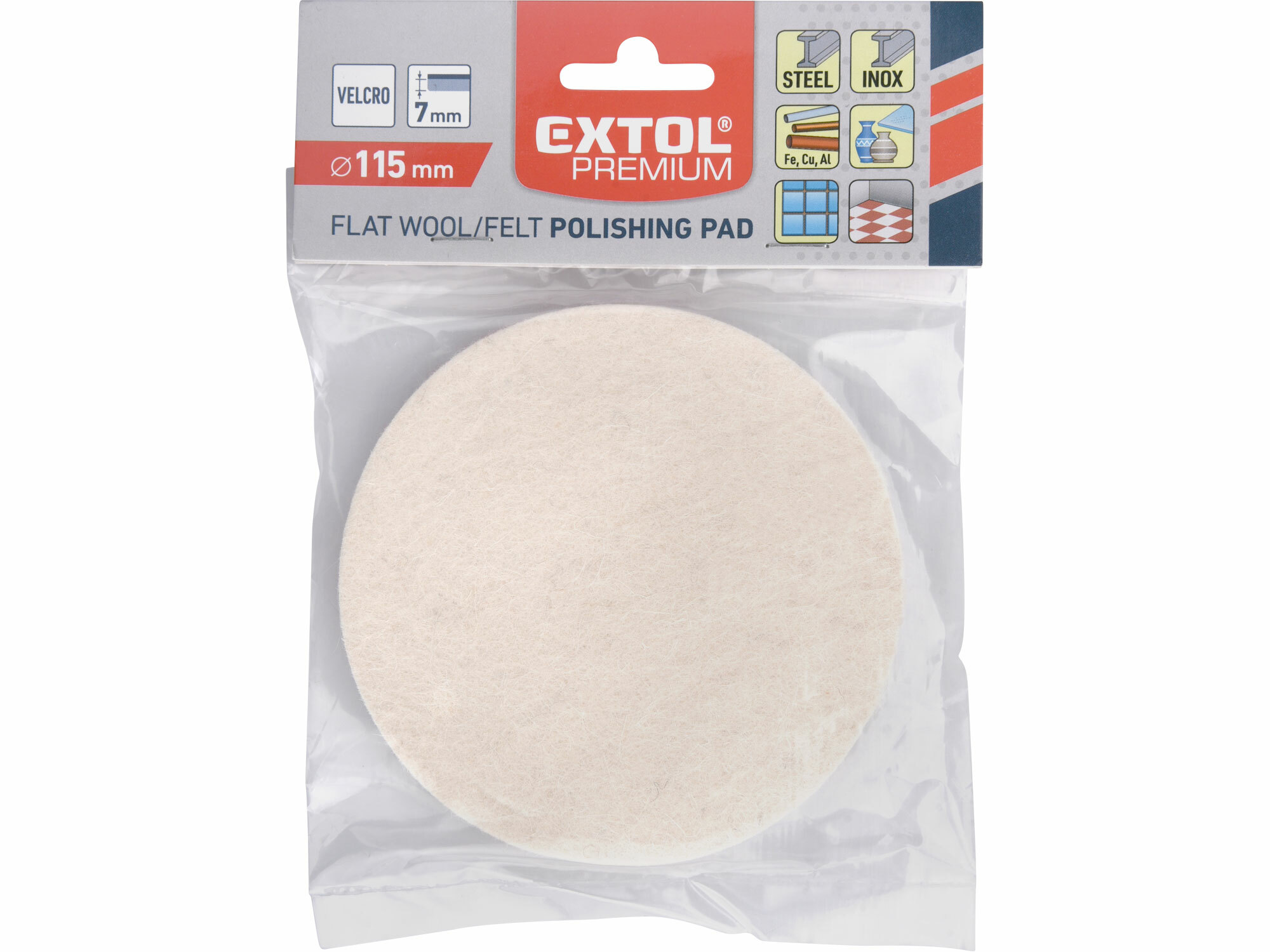 EXTOL PREMIUM 8803596 Kotúč leštiaci filcový so suchým zipsom, Ø115x7mm