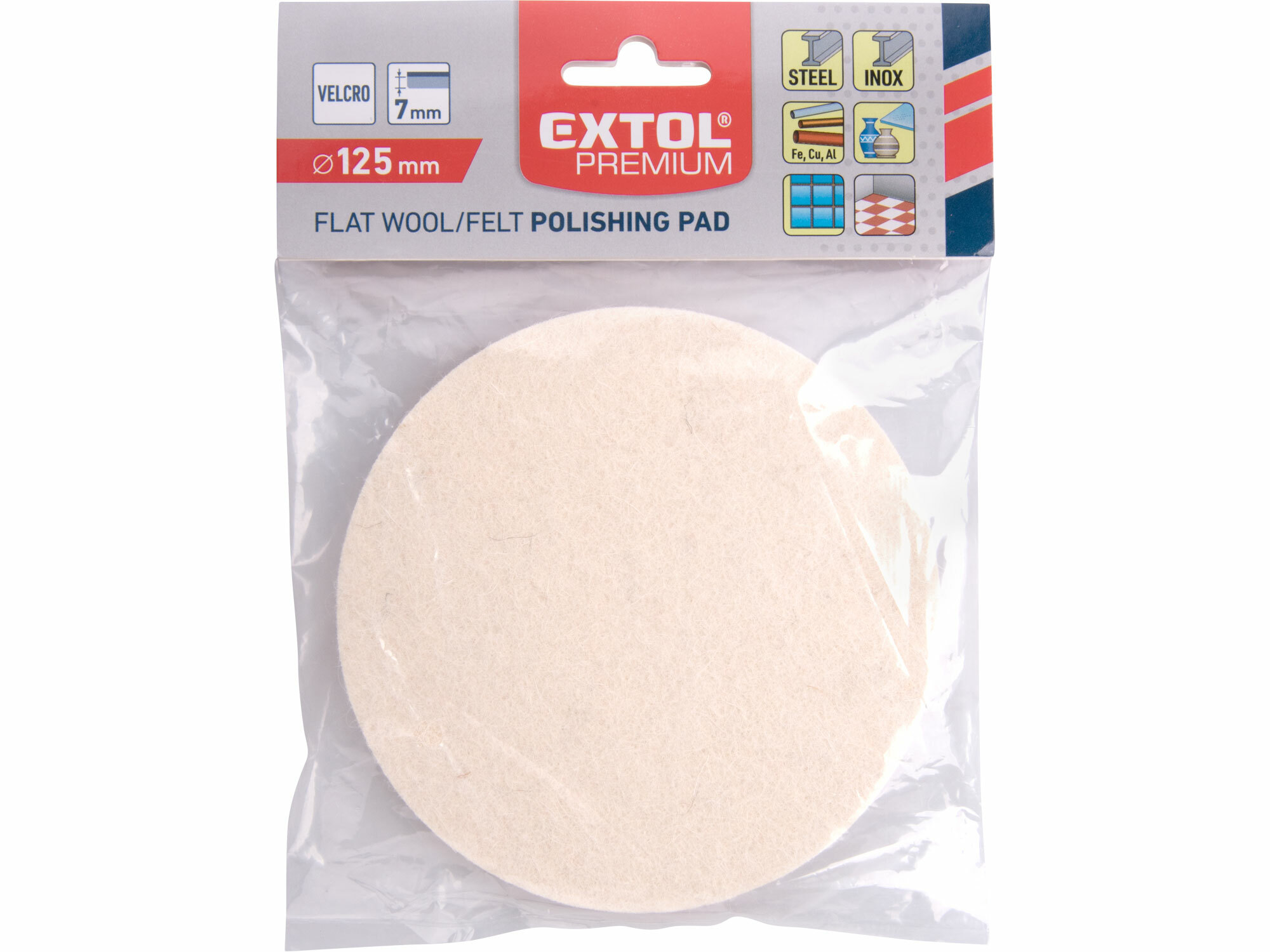 EXTOL PREMIUM 8803597 Kotúč leštiaci filcový so suchým zipsom, Ø125x7mm