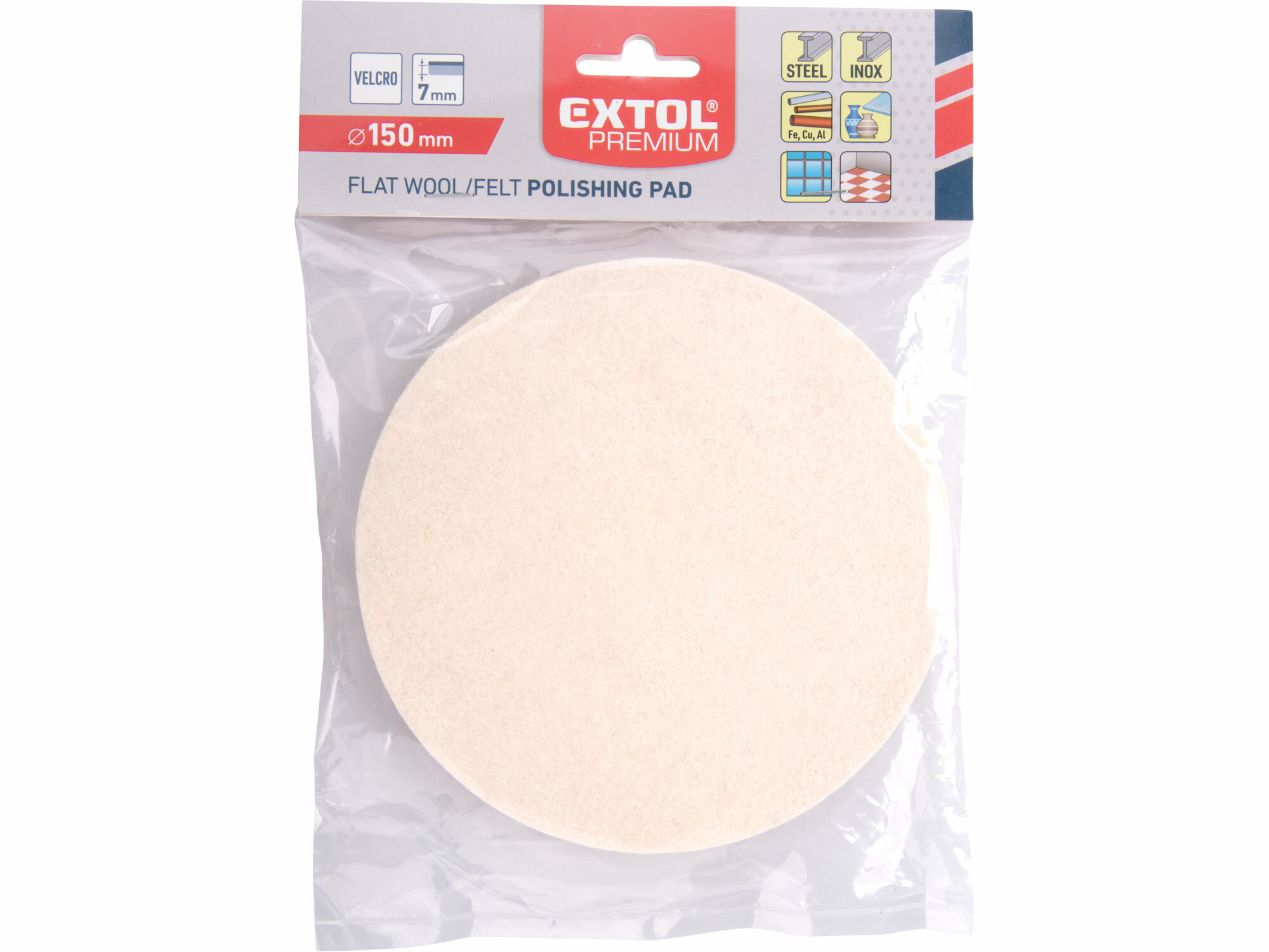 EXTOL PREMIUM 8803598 Kotúč leštiaci filcový so suchým zipsom, Ø150x7mm
