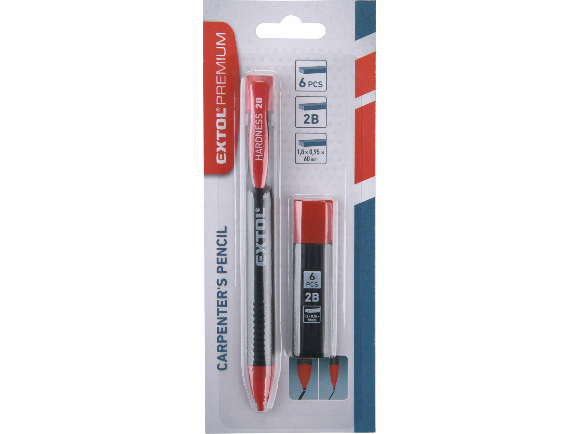 EXTOL PREMIUM 8853005 Ceruzka tesárska s vymeniteľnou tuhou, 144mm, 7ks tuha