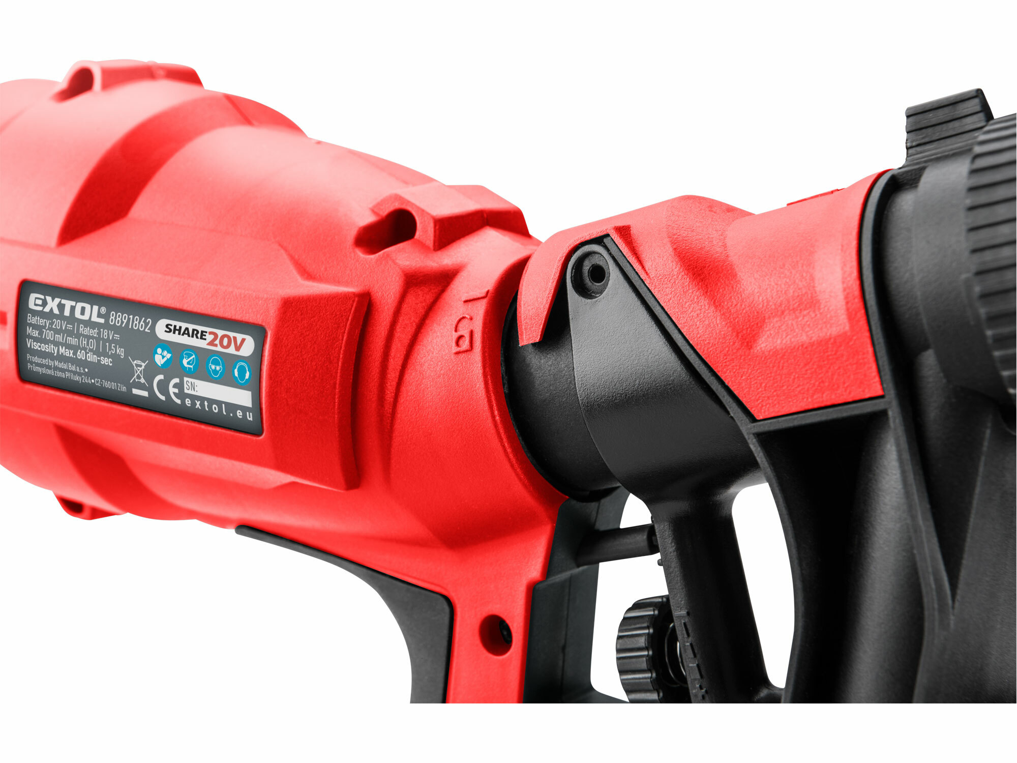 EXTOL PREMIUM 8891863 Pištoľ striekacia aku Share20V, bez aku, 700ml/min