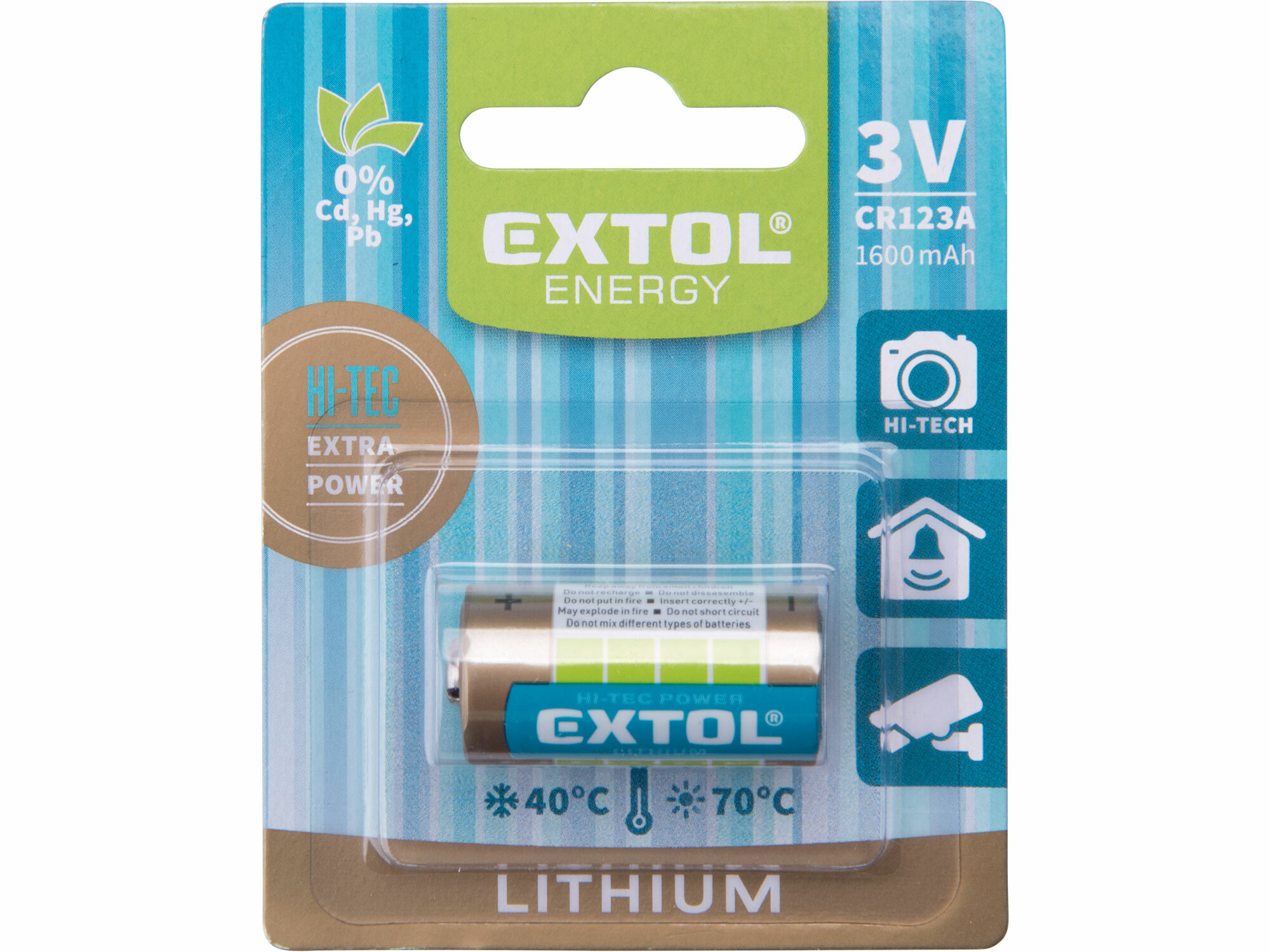 EXTOL ENERGY 42030 Batéria lítiová, 3V, CR123A