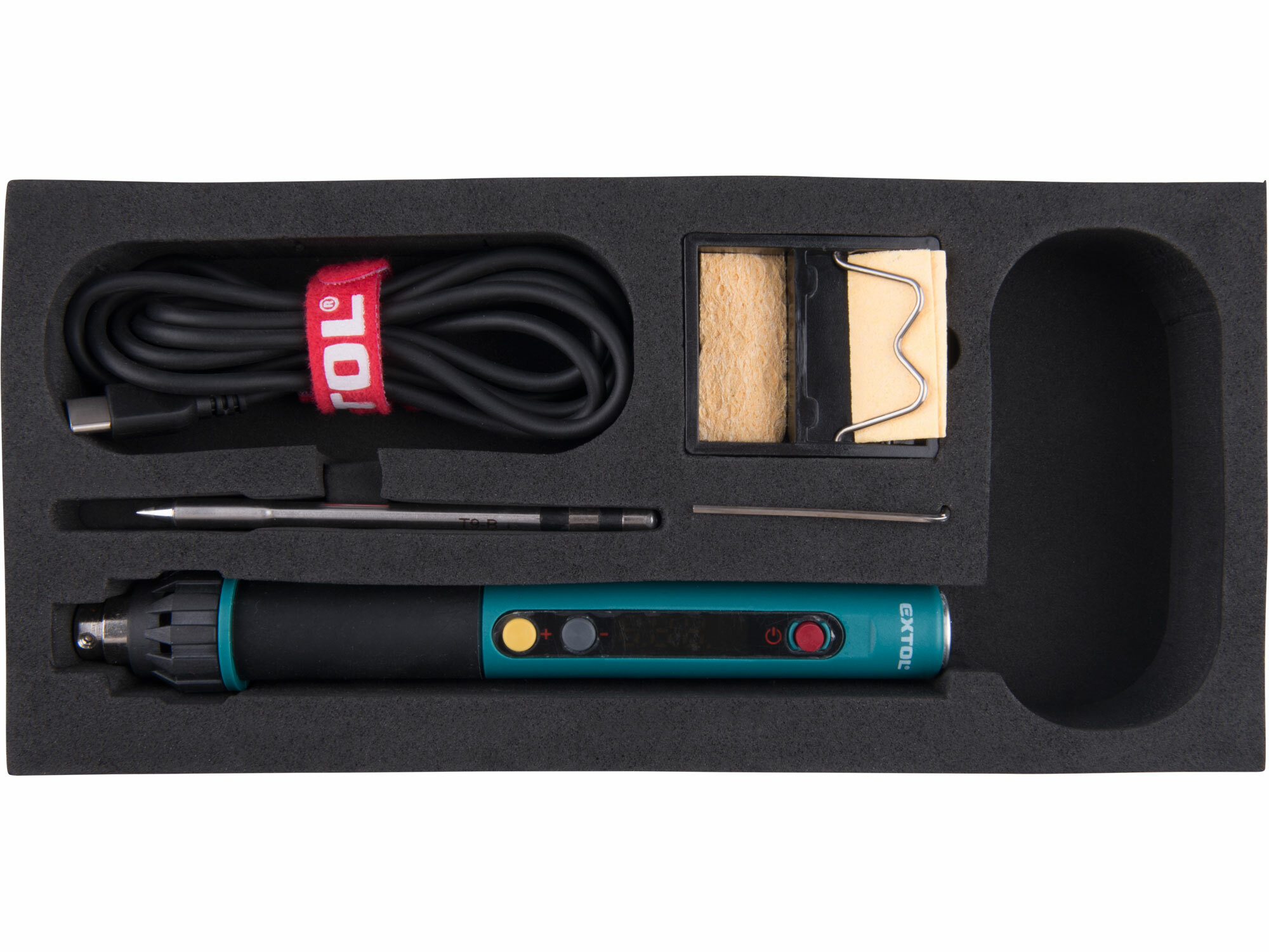 EXTOL INDUSTRIAL 8794511 Spájkovačka hrotová, USB-C, 80-450C, LED displej