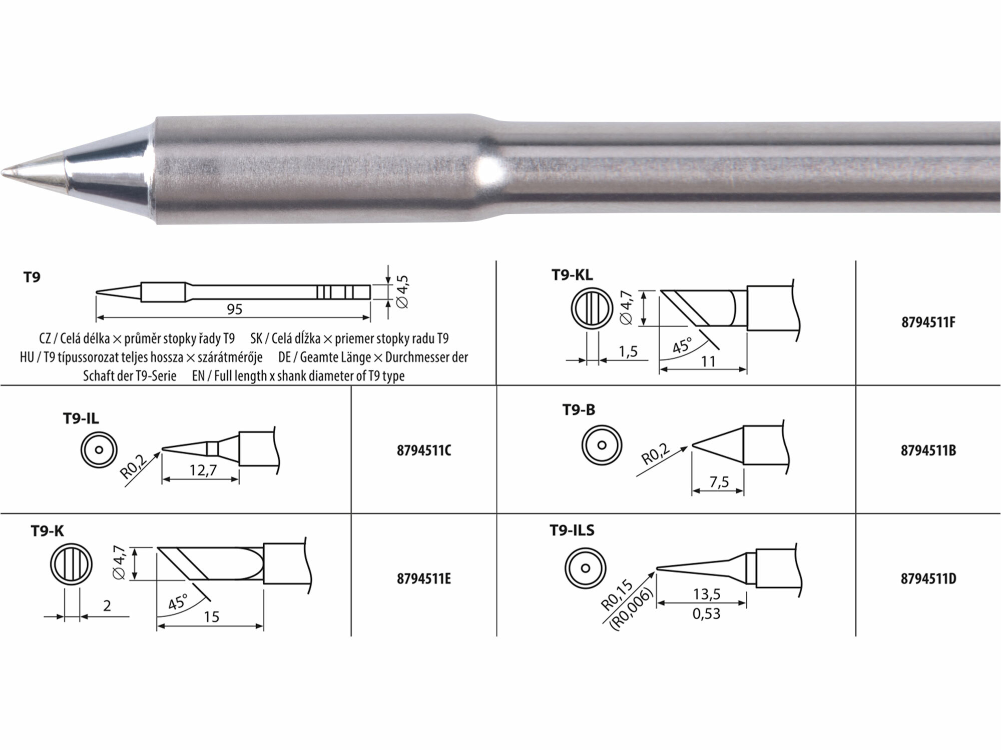 EXTOL INDUSTRIAL 8794511B Hrot spájkovací T9-B pre 8794511