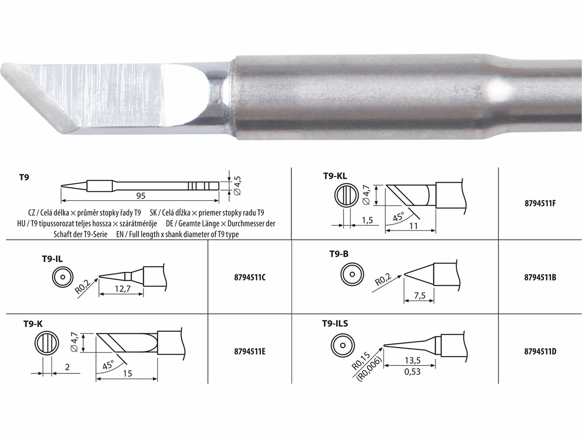 EXTOL INDUSTRIAL 8794511E Hrot spájkovací T9-K pre 8794511