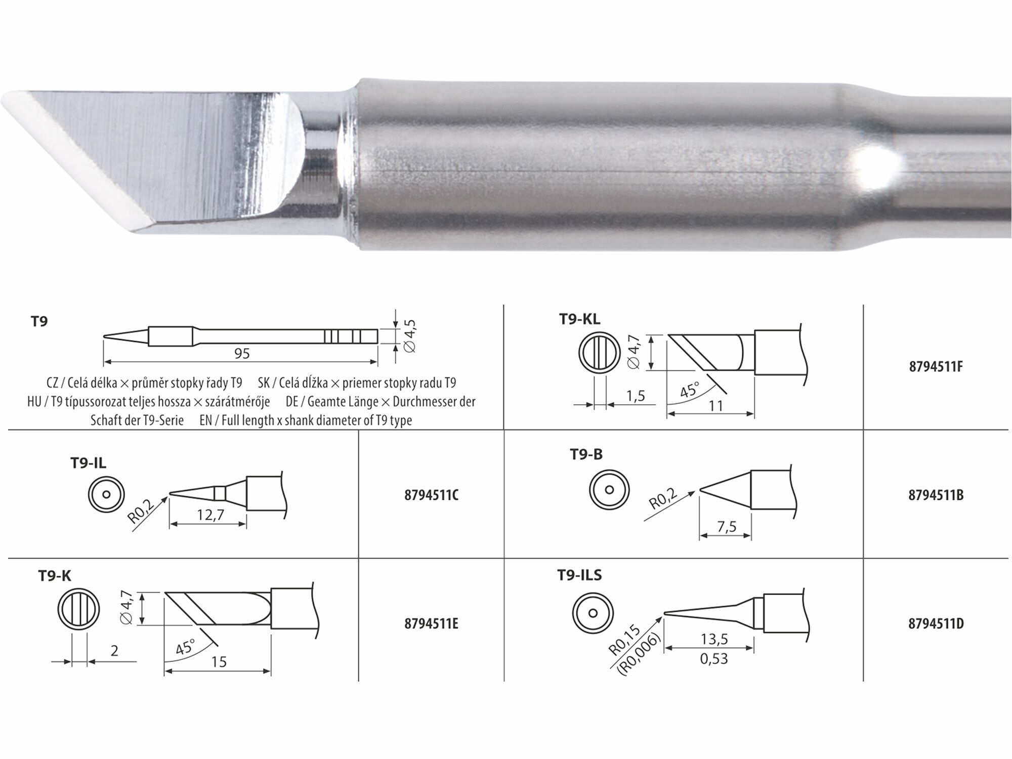EXTOL INDUSTRIAL 8794511F Hrot spájkovací T9-KL pre 8794511