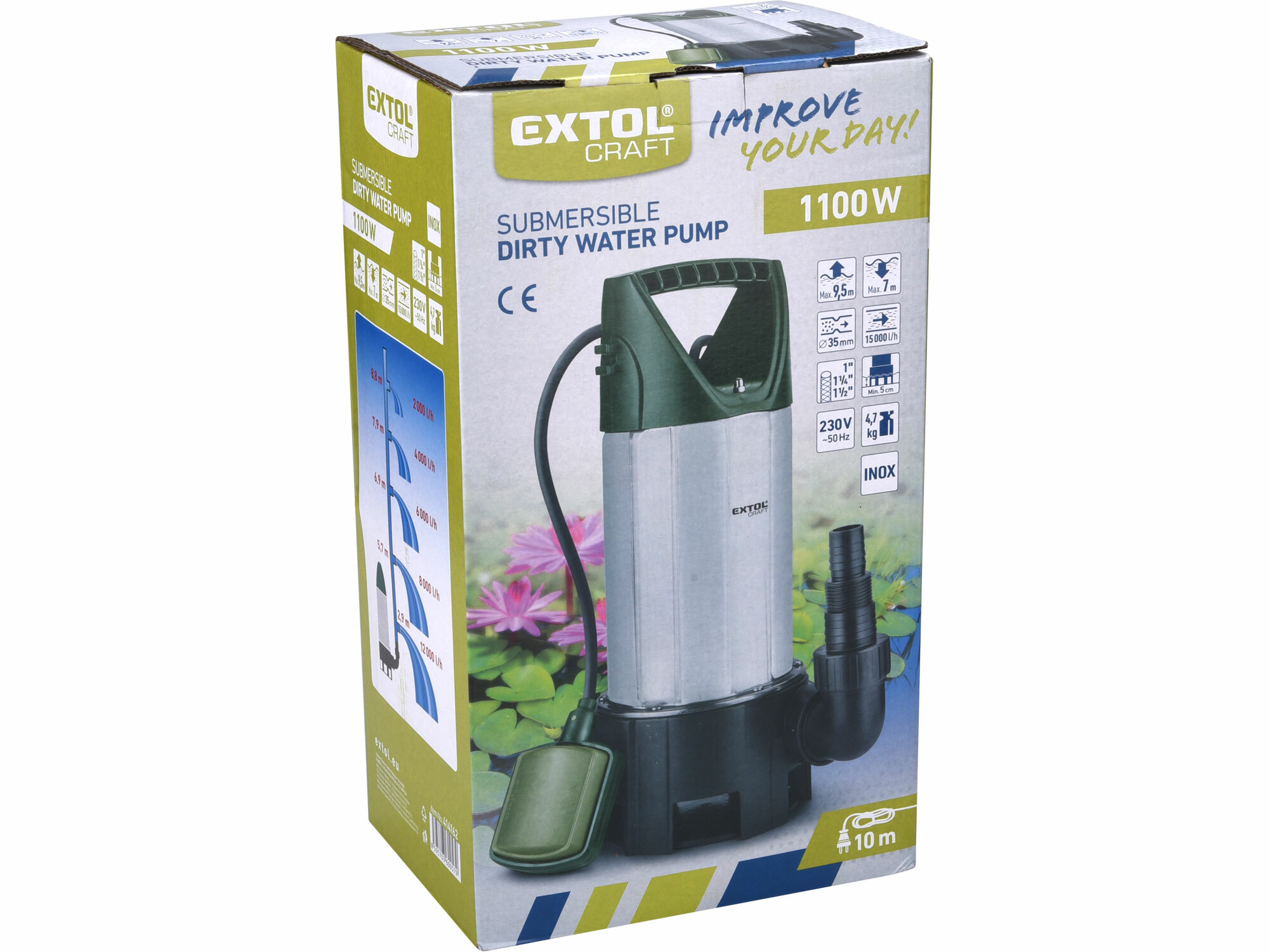 EXTOL CRAFT 414162 Čerpadlo ponorné antikorové, 1100W, max. 15000l/hod, max. výtlak 10m