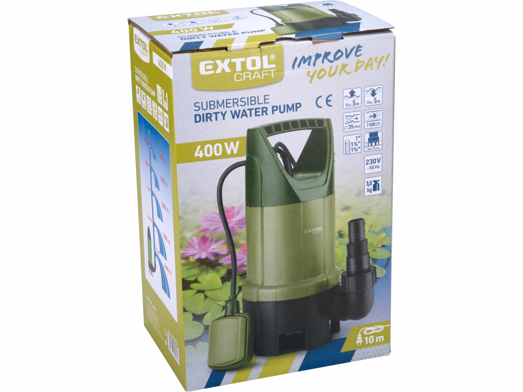 EXTOL CRAFT 414123 Čerpadlo ponorné, 400W, max. 7500l/hod, max. výtlak 5m