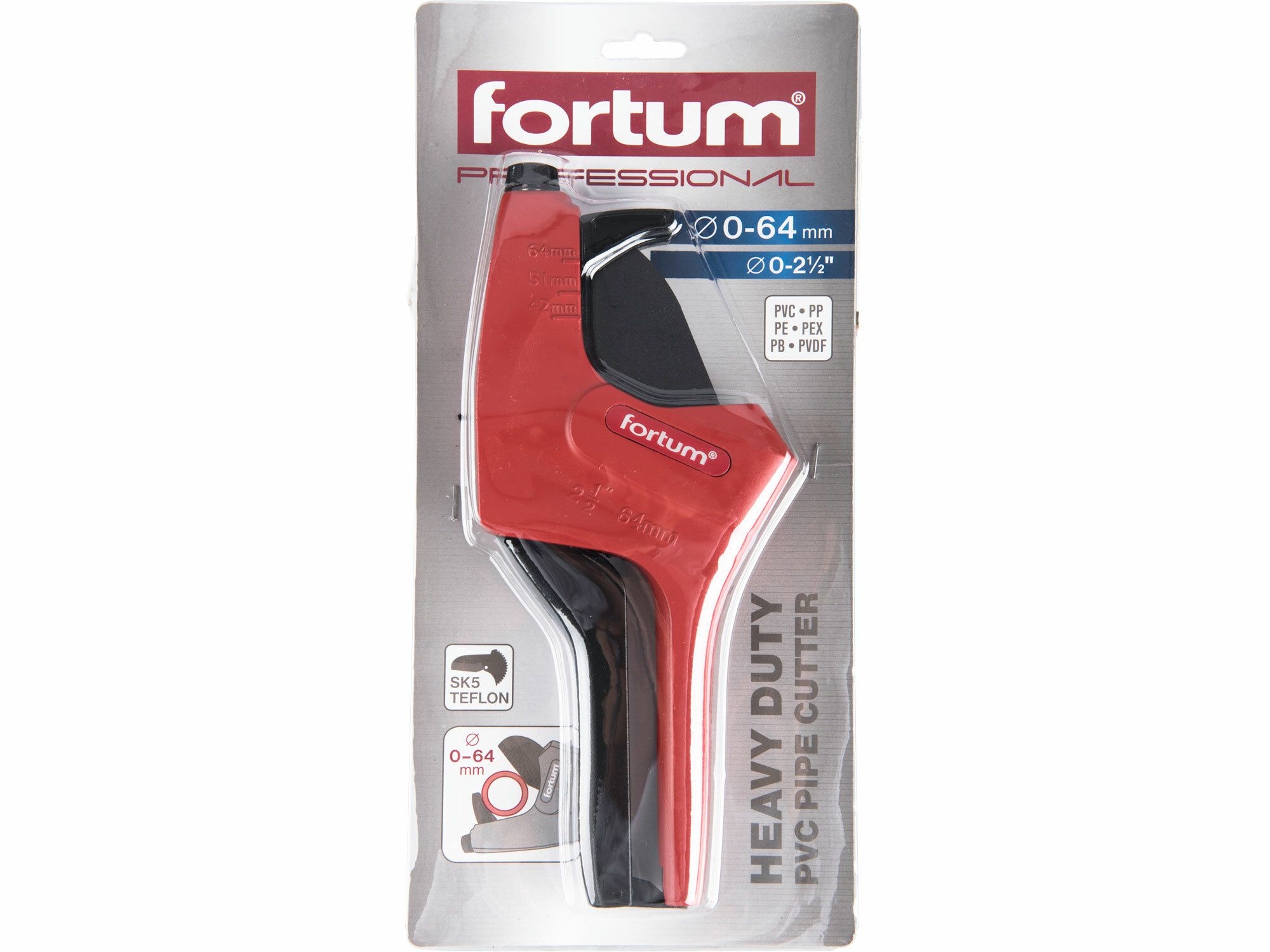 FORTUM 4775016 Nožnice na plastové rúrky a hadice, do Ø64mm (2 5/8")
