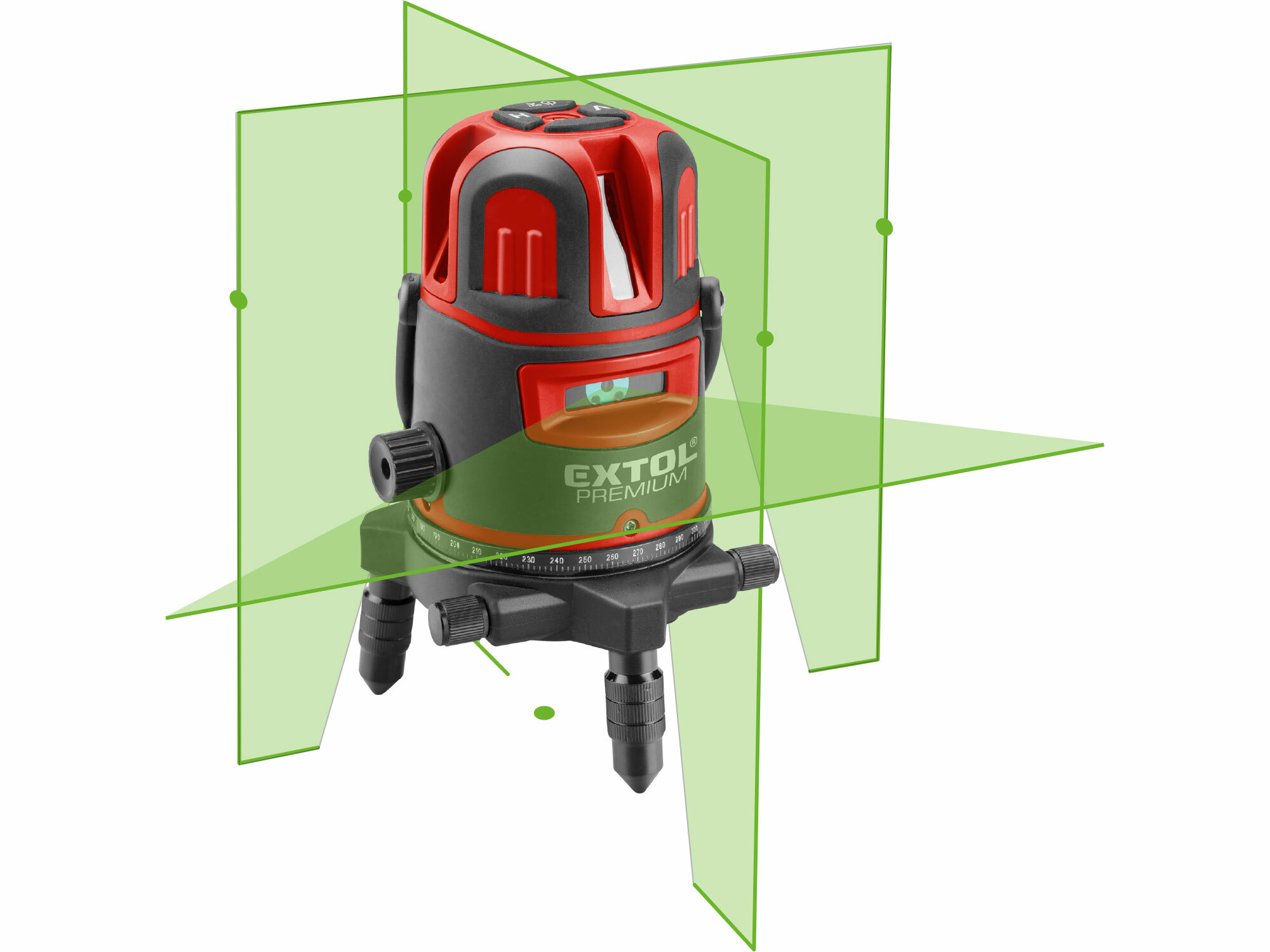 EXTOL PREMIUM 8823312 Laserová krížový samonivelačný, 1H-4V-6B, zelený laser