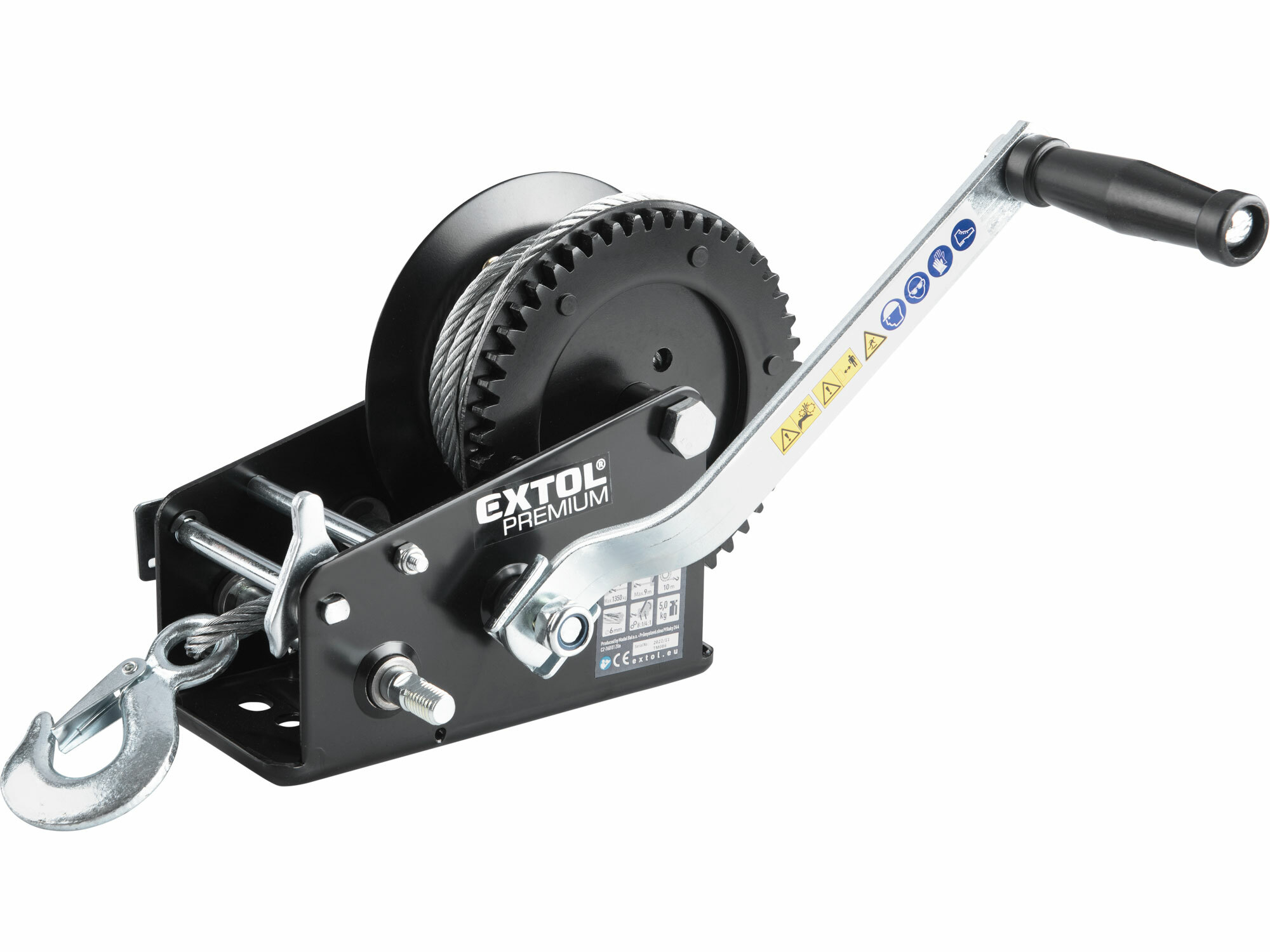 EXTOL PREMIUM 8861305 Navijak lanový ručný obojsmerný, 1350kg, 2 rýchlosti, lano Ø6mmx10m