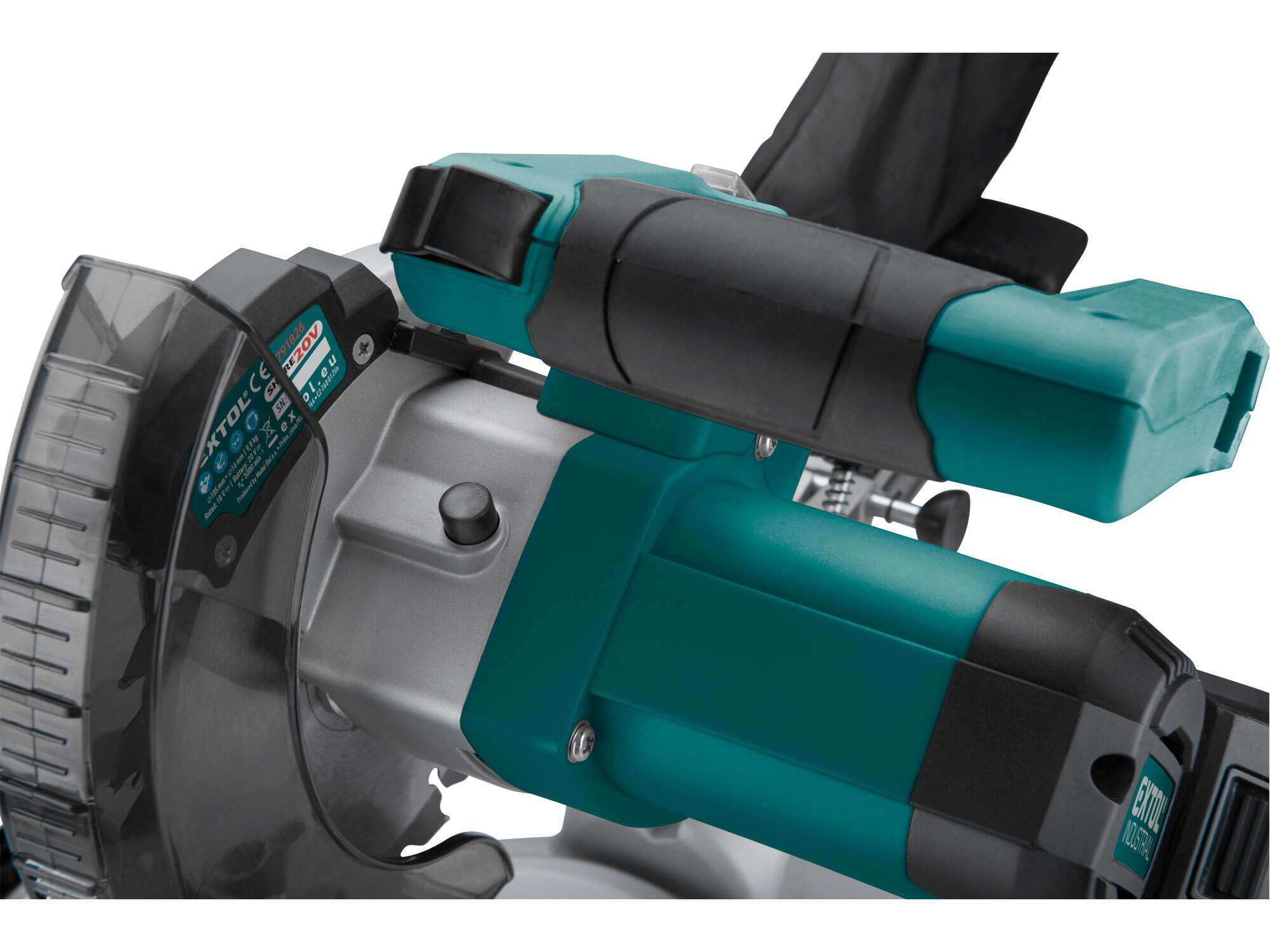 EXTOL INDUSTRIAL 8791826 Píla pokosová s posuvom aku Share20V, 1x2Ah, kotúč 185mm, bezuhlíkový motor