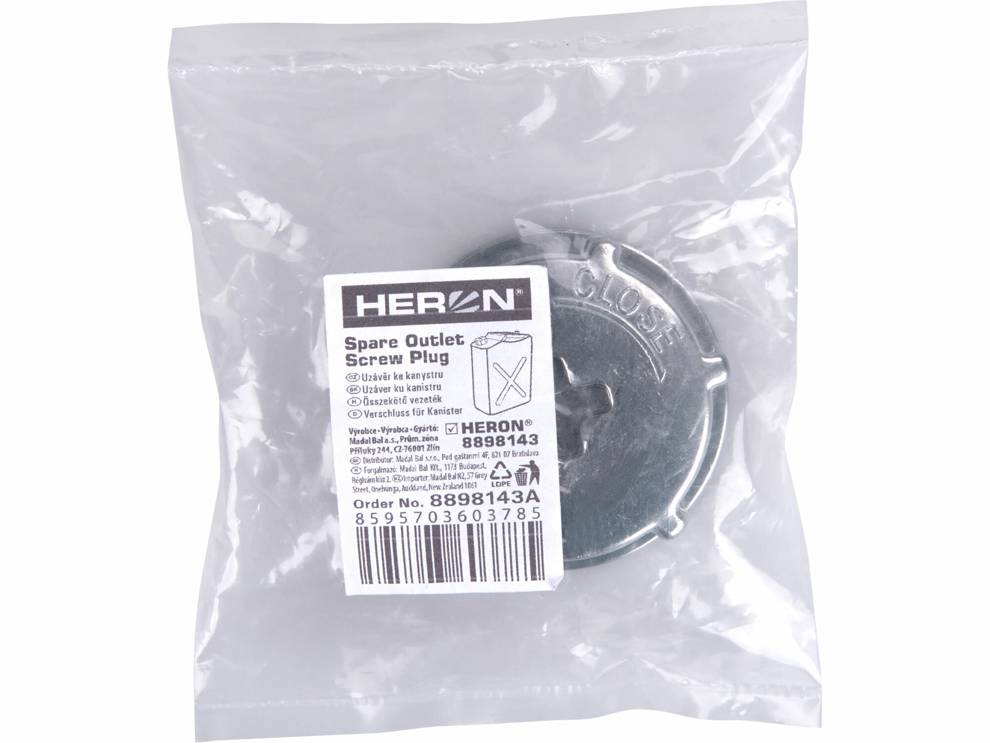 HERON 8898143 Kanister oceľový na benzín 20l s nalievacím hrdlom