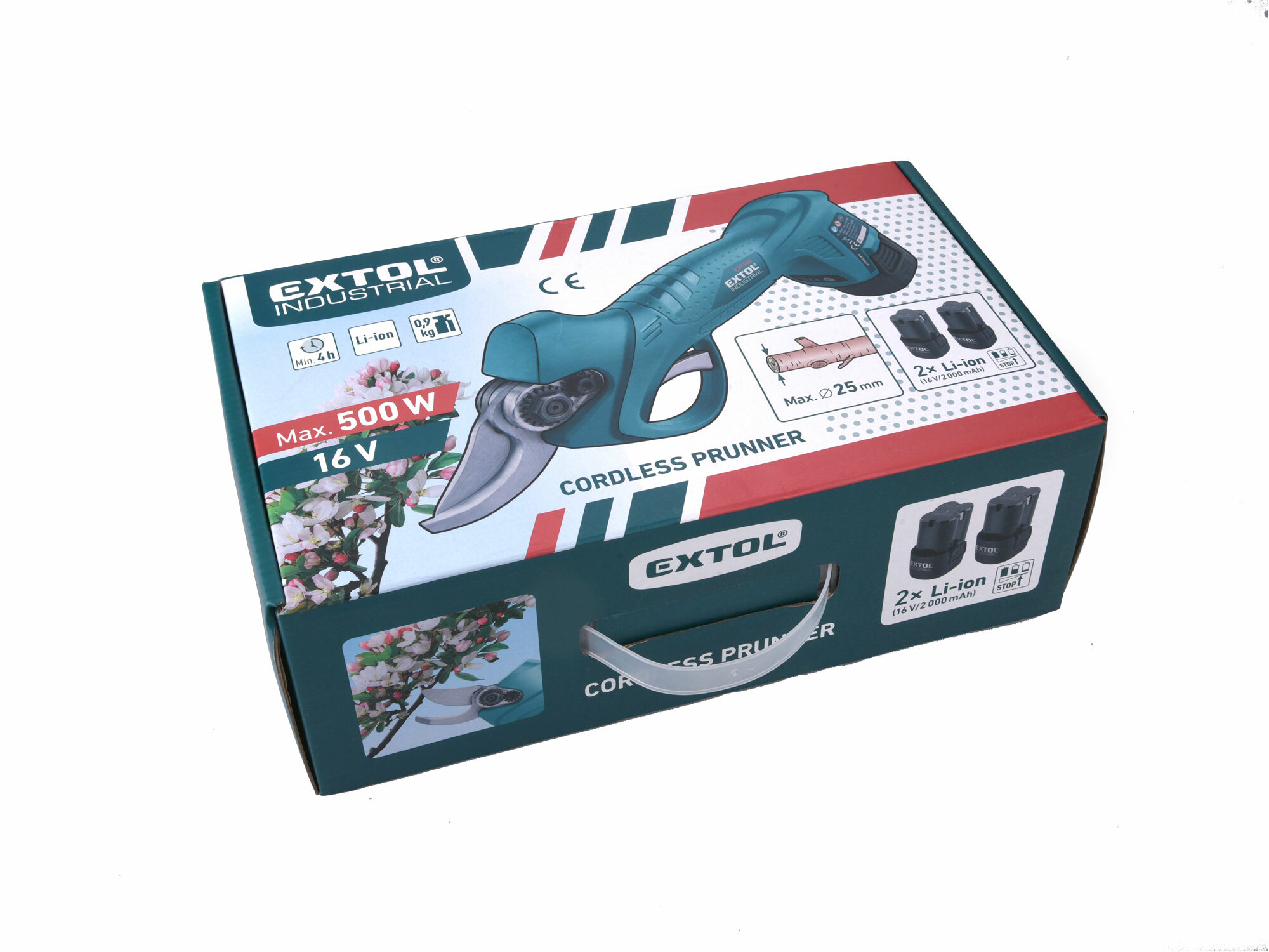 EXTOL INDUSTRIAL 8791580 Nožnice záhradnícke akumulátorové, 2x akumulátor 16V/2Ah Li-ion