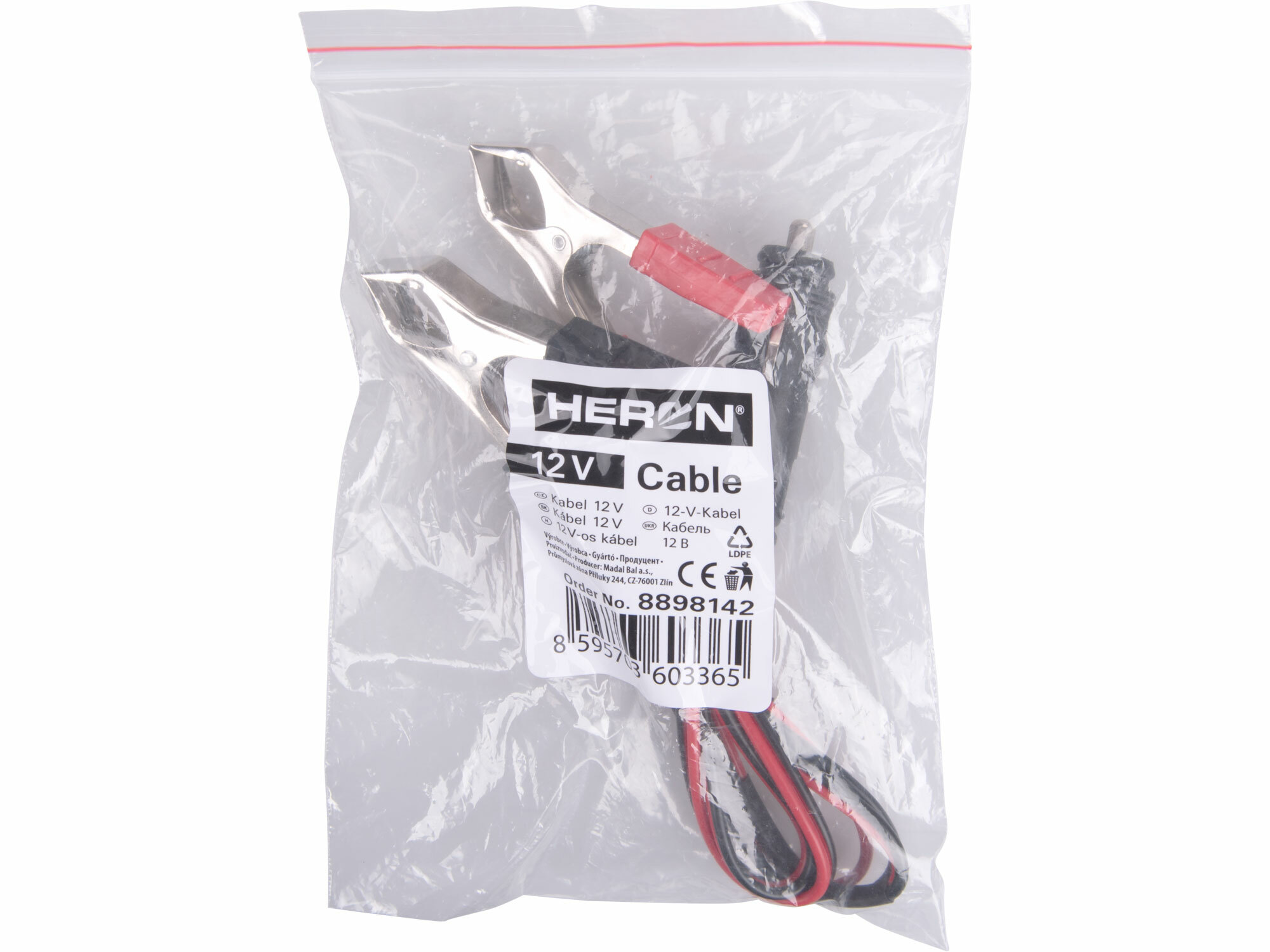 HERON 8898142 Kábel so štipcami na 12V, autozástrčka