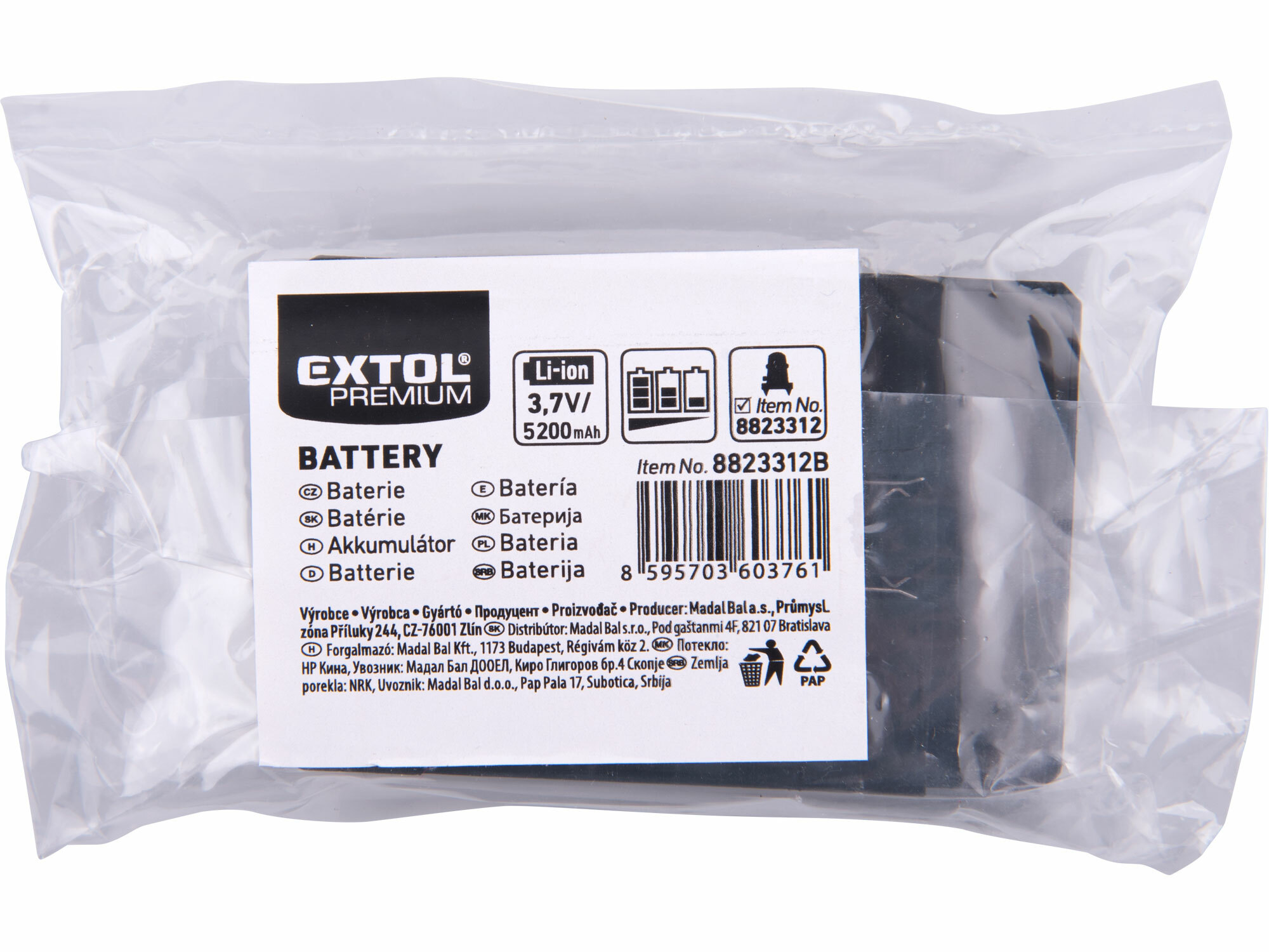 EXTOL PREMIUM 8823312B Akumulátor 5,2Ah, Li-ion, pre 8823312