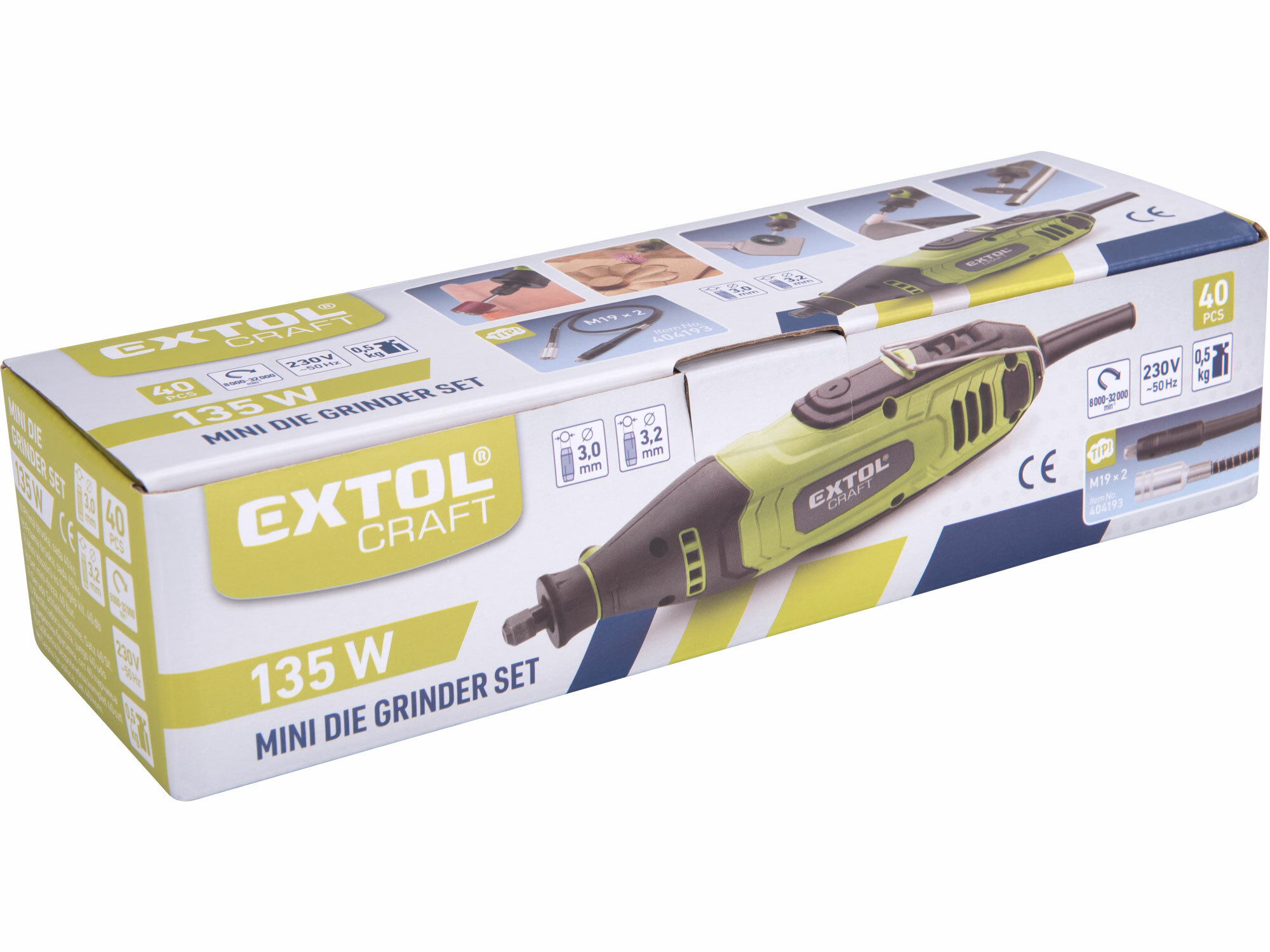 EXTOL CRAFT 404112 Brúska priama, 135W, 40ks príslušenstva