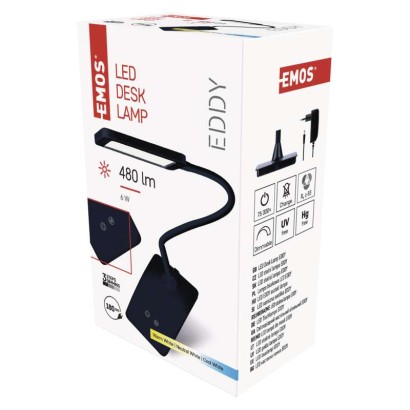 EMOS Lighting LED stolná lampa Eddy, čierna