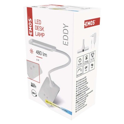 EMOS Lighting LED stolná lampa Eddy, biela
