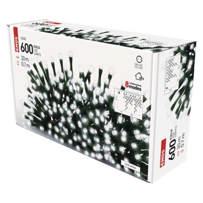 EMOS Lighting LED vianočné cencúle, 10 m, vonkajšie aj vnútorné, studená biela, programy