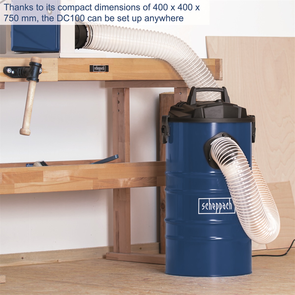 Scheppach DC 100 Odsávač pilín a prachu 1200 W (50 l) + 4x redukcia a filtre zadarmo