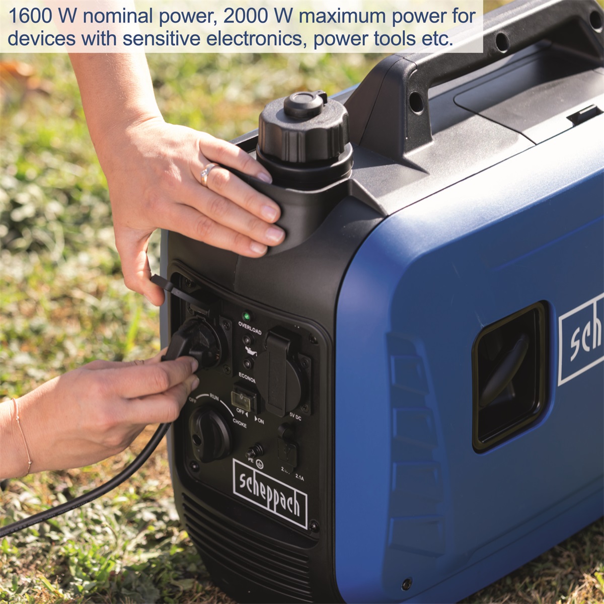 SCHEPPACH SG 2500i – Tichá invertorová elektrocentrála 2000 W, benzínový generátor pre citlivú elektroniku