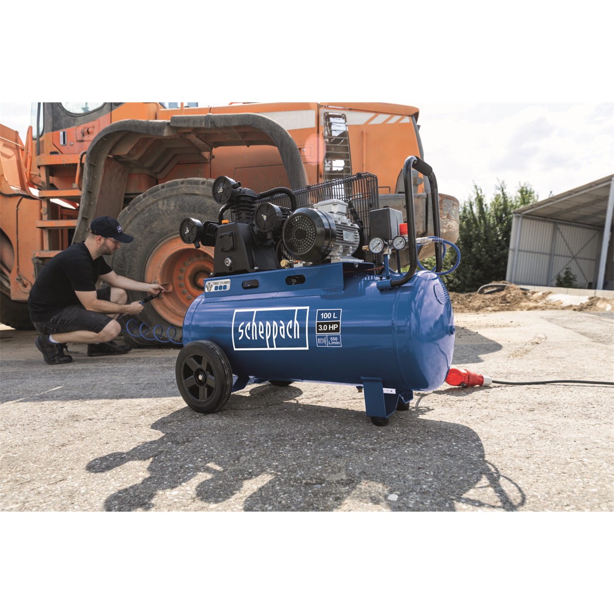 SCHEPPACH HC 550 tc olejový trojvalcový remeňový kompresor 100 l 5906147901