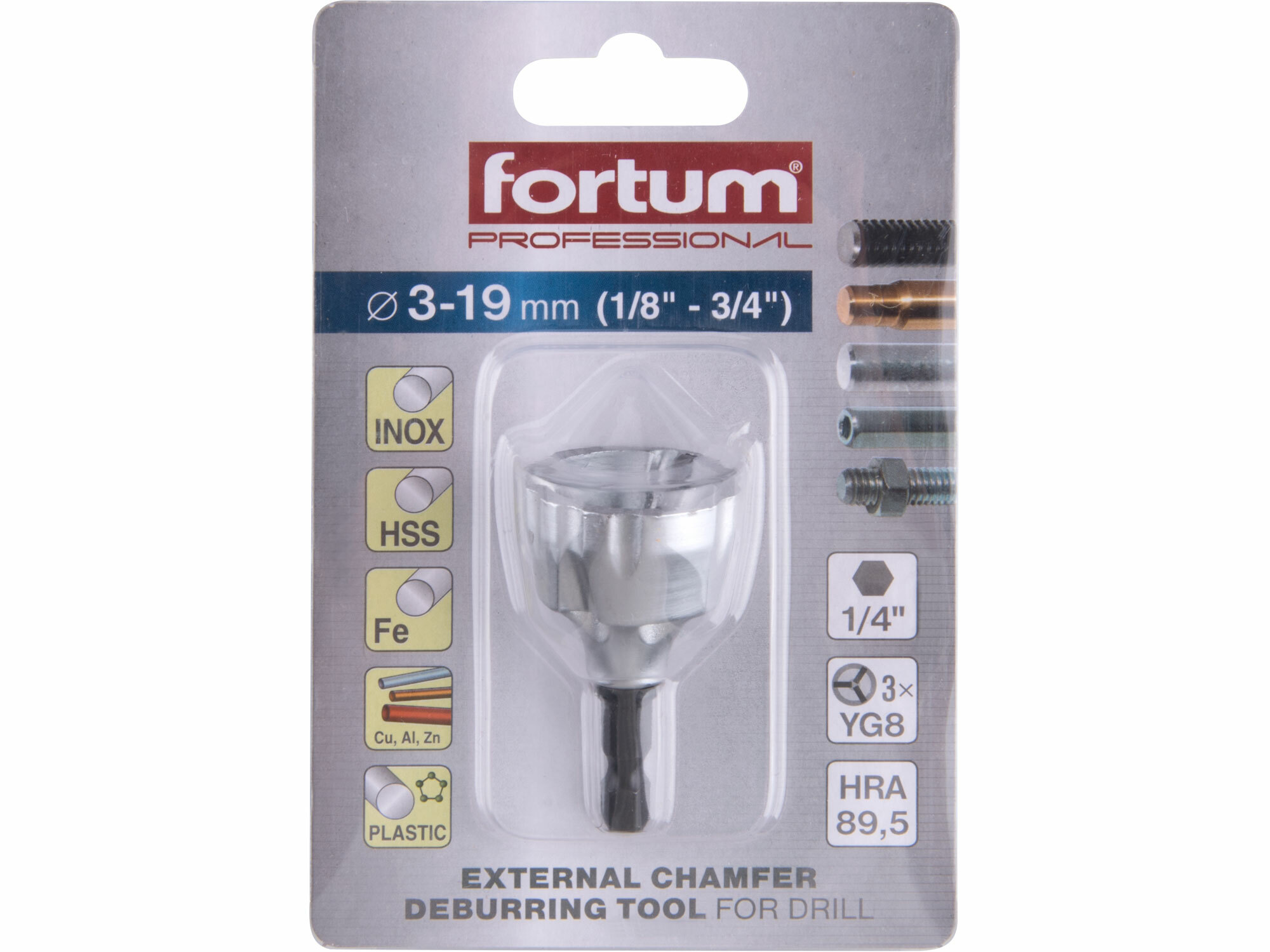 FORTUM 4769002 Odhrotovač pre vonkajšie závity a rúrky, 3-19mm, WC plátky