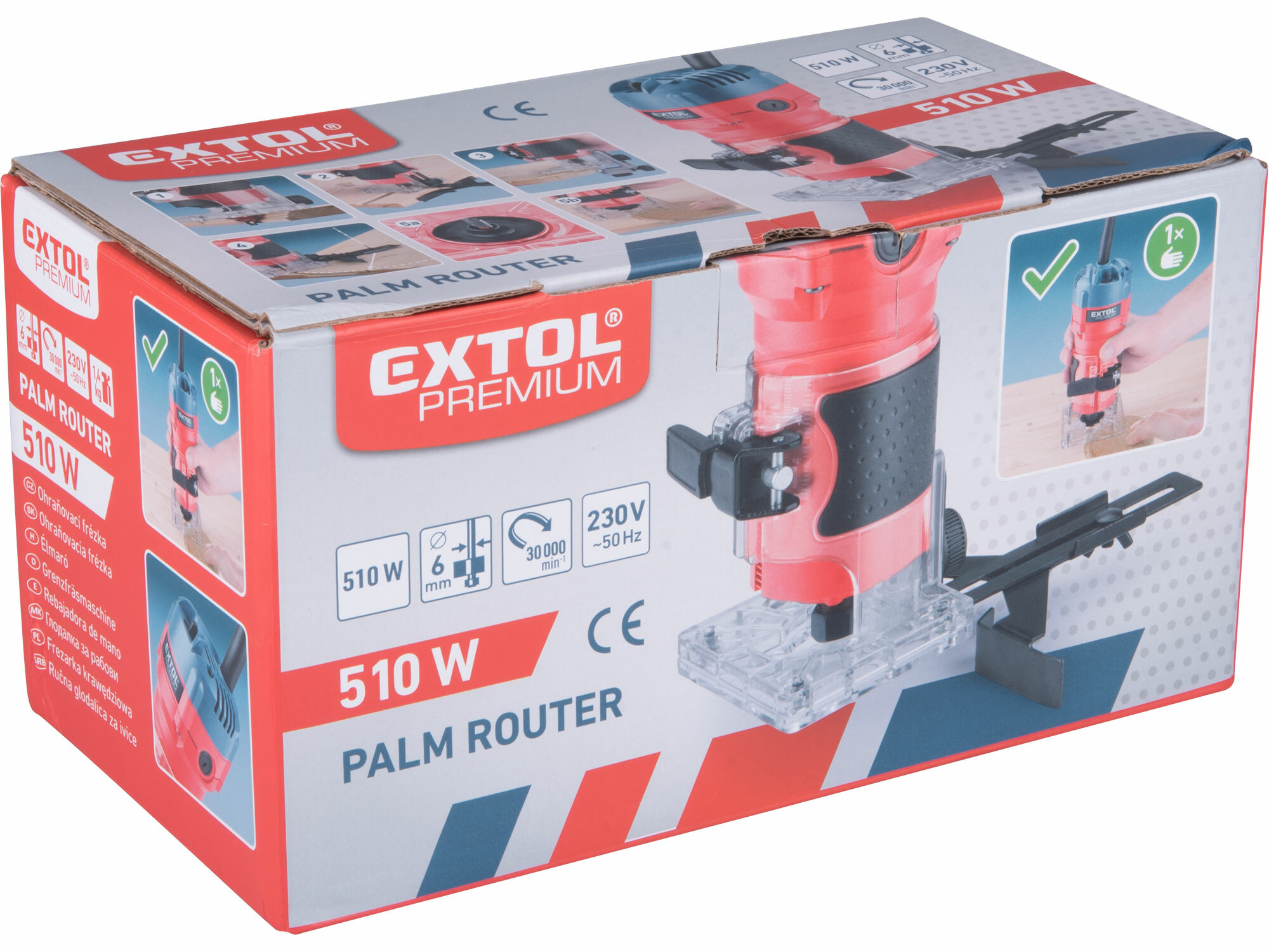 EXTOL PREMIUM 8893311 Frézka ohraňovacia jednoručná 510W, skľučovadlo 6mm