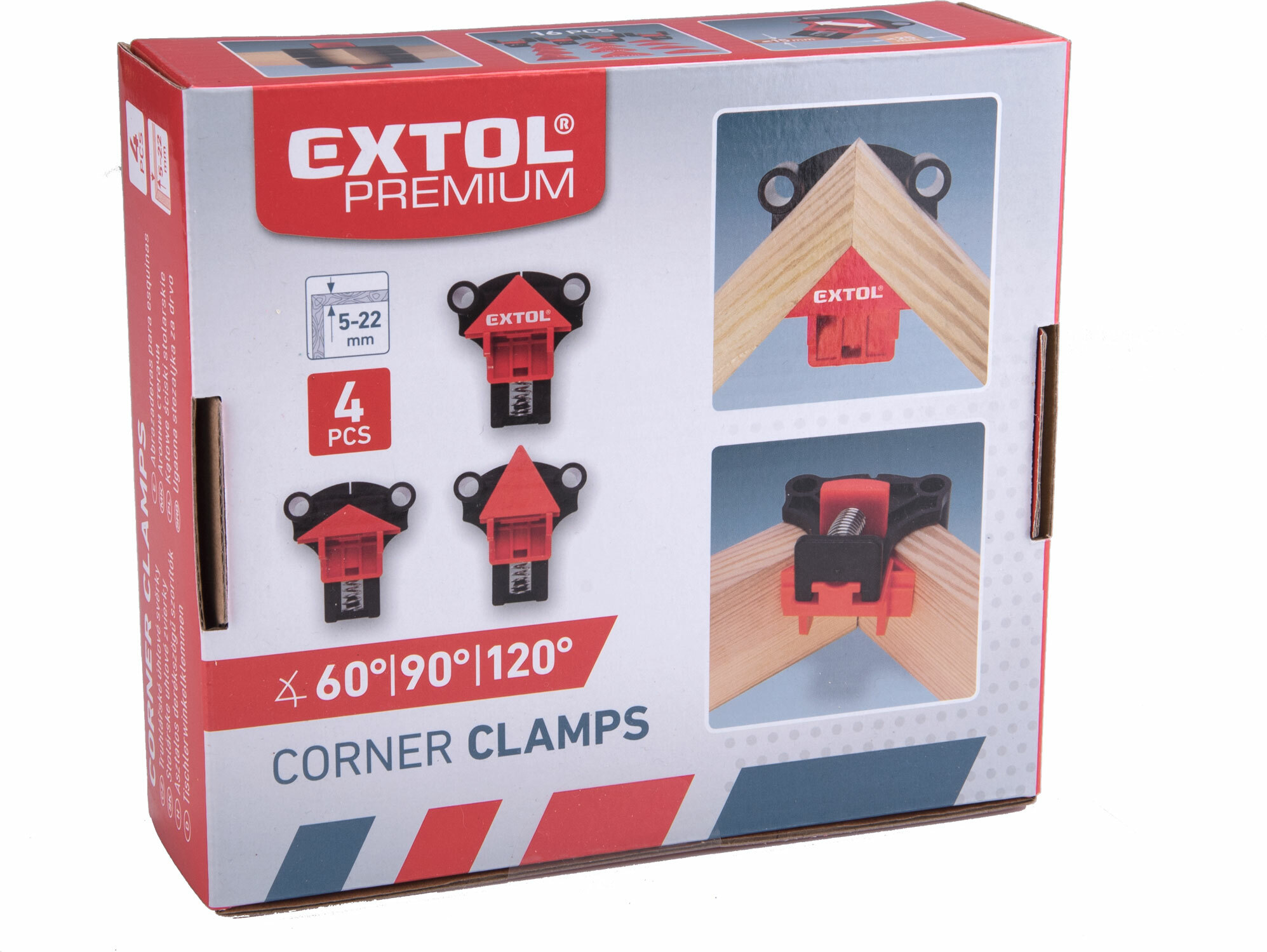 EXTOL PREMIUM 8815440 Svorky rohové rýchloupínacie strunové, 4ks, 60-90-120st