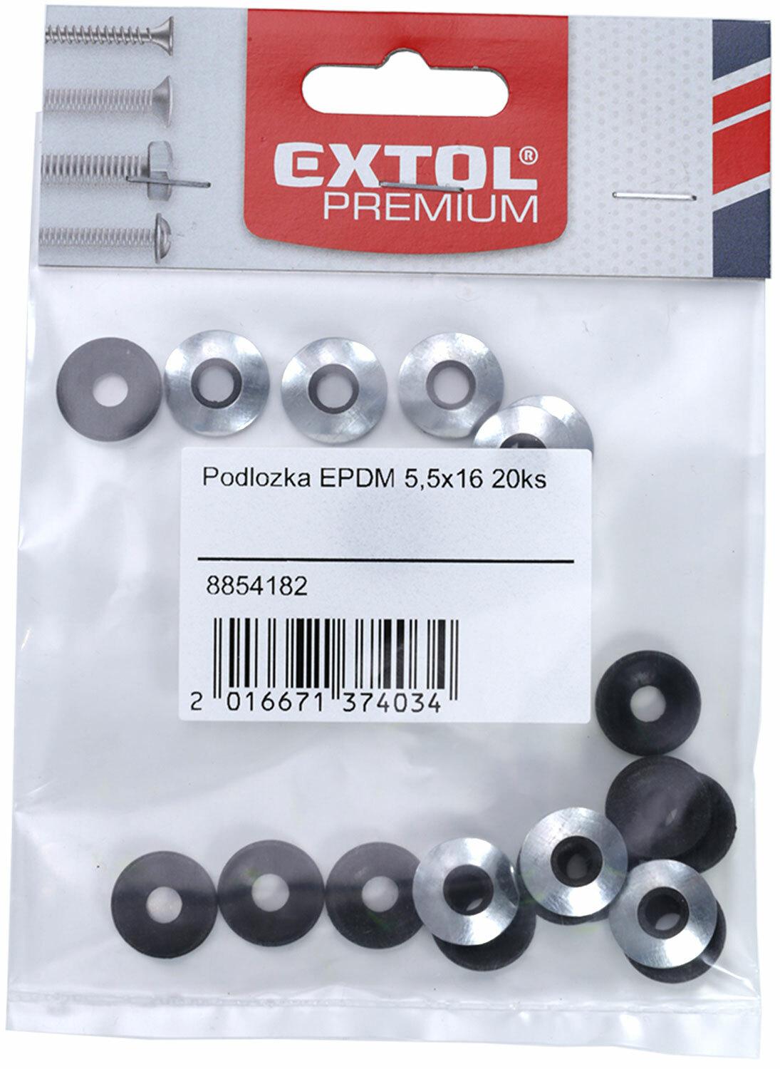 EXTOL PREMIUM 8854181 Podložka EPDM, 30ks, 4,8x14